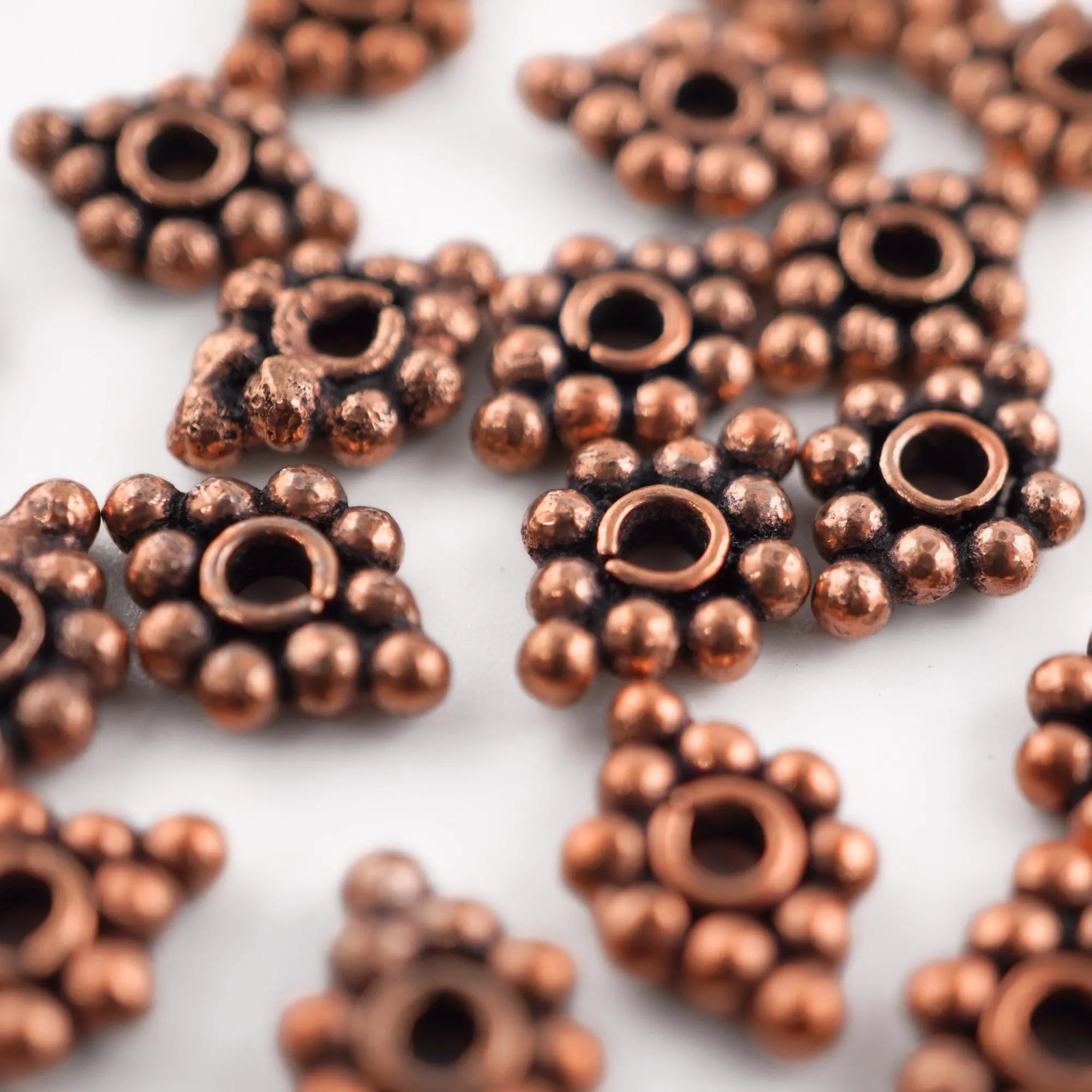 Antique Copper Evil Eye Shape Daisy Spacers Beads