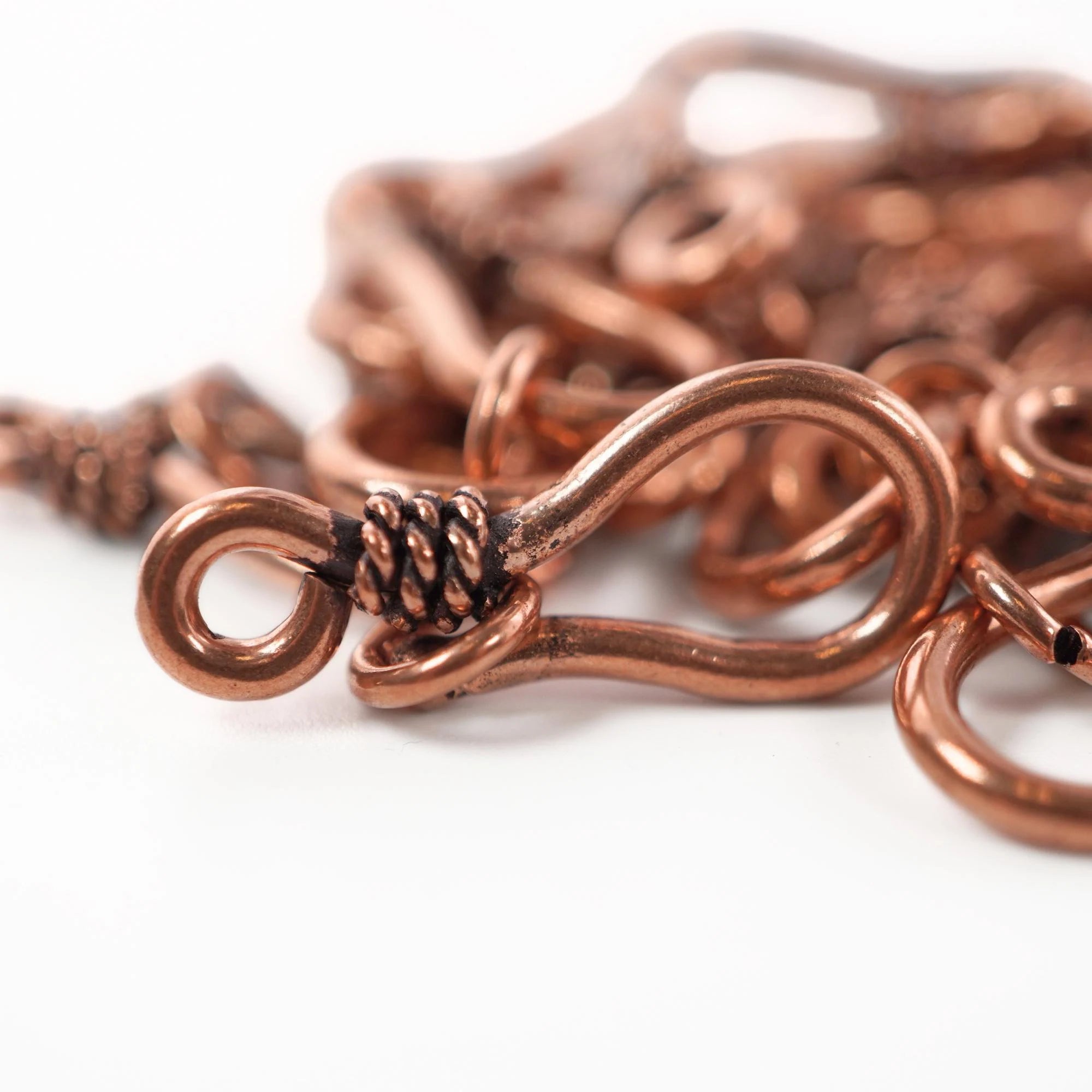 Antique Copper Bali S Hook Eye Clasp Jump Ring