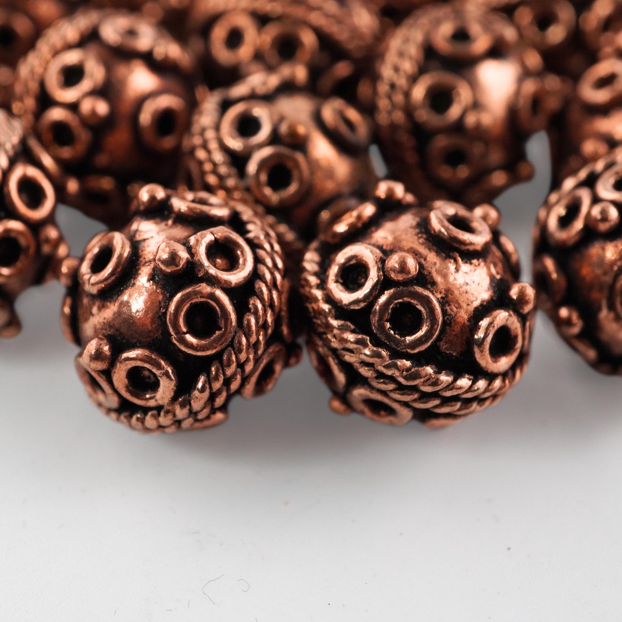 Antique Copper Round TierraCast Bali Beads