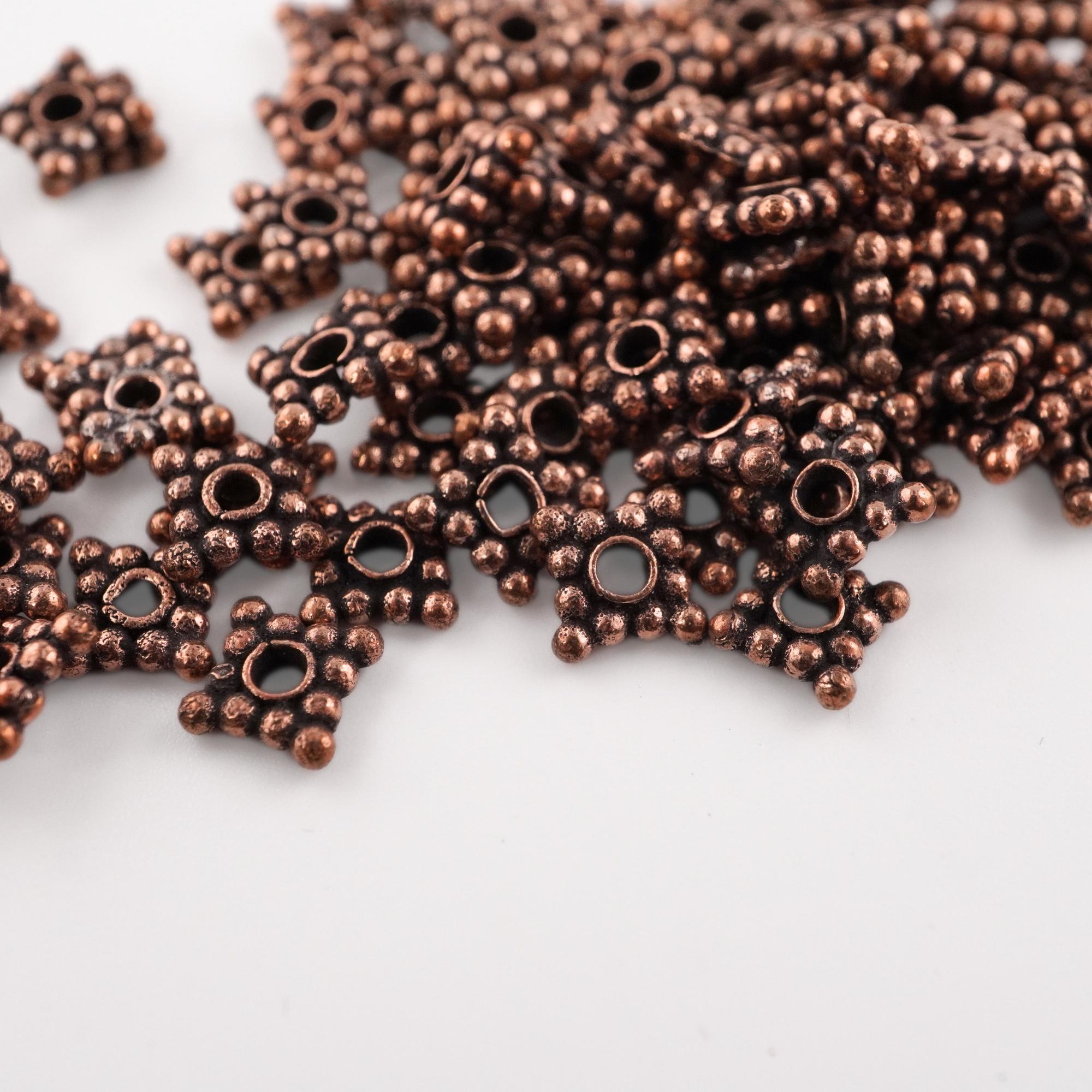 Antique Copper Square Shape Daisy Spacers Beads