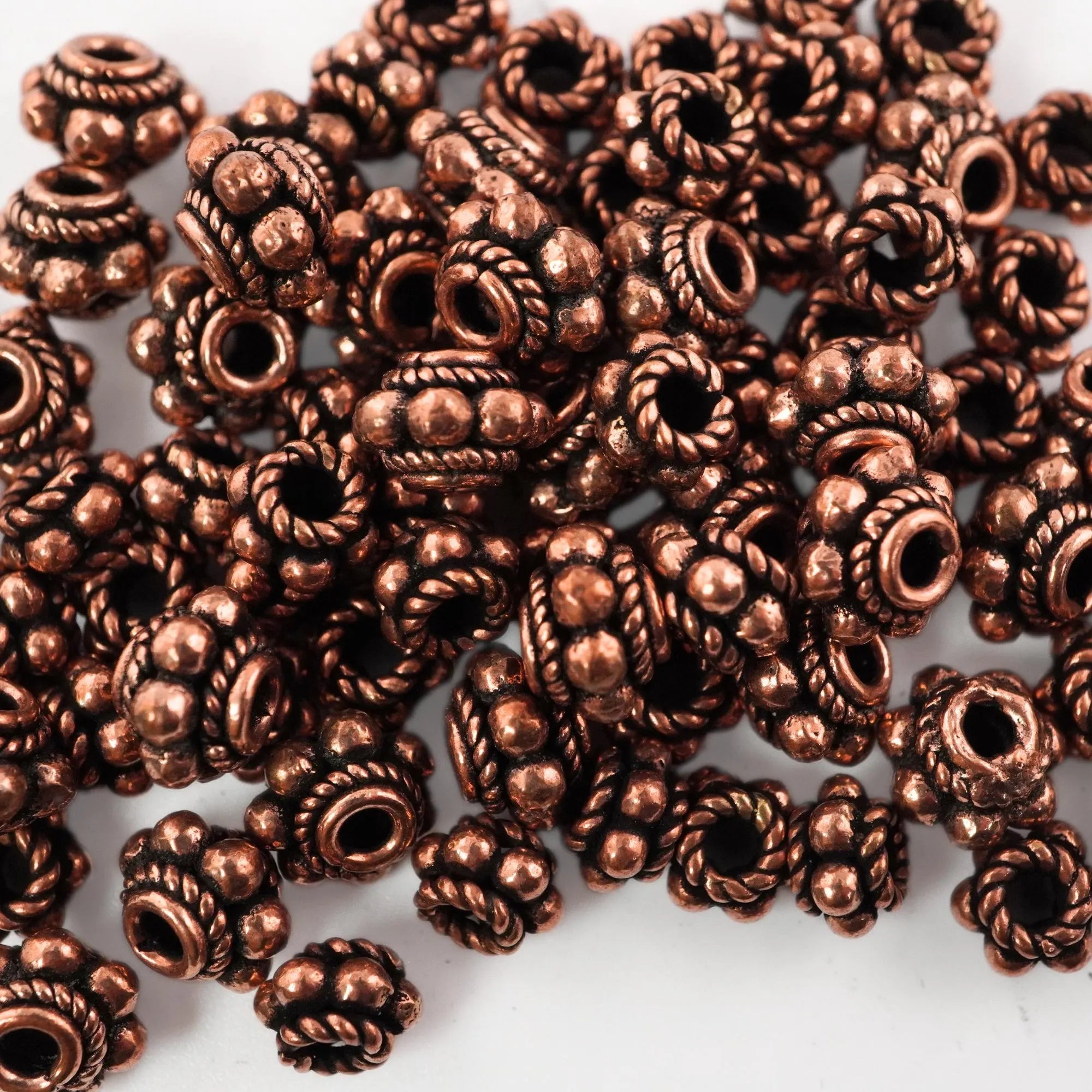 Copper Rondelle TierraCast Ball Spacers Bead Real Metal Bali Beads