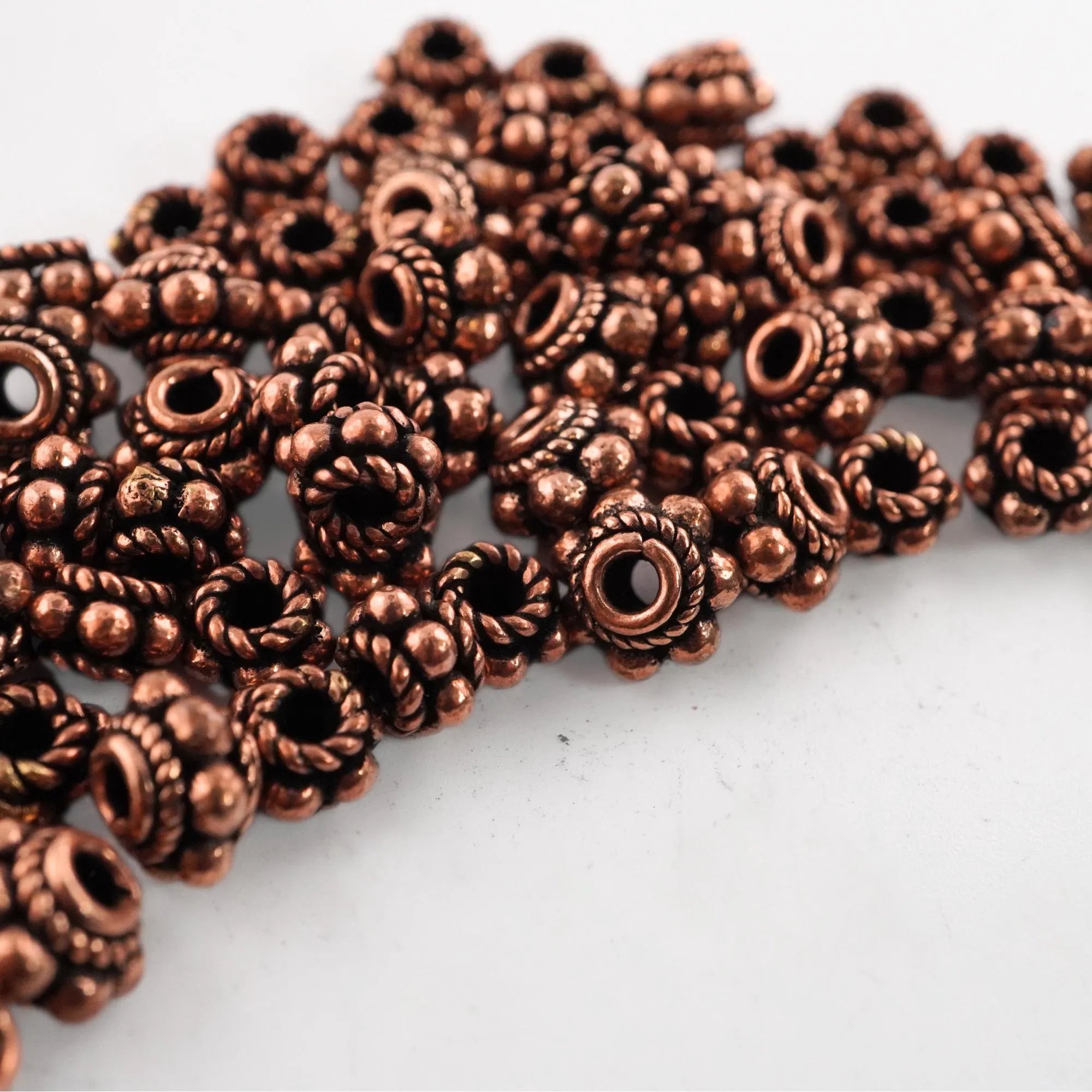 Copper Rondelle TierraCast Ball Spacers Bead Real Metal Bali Beads