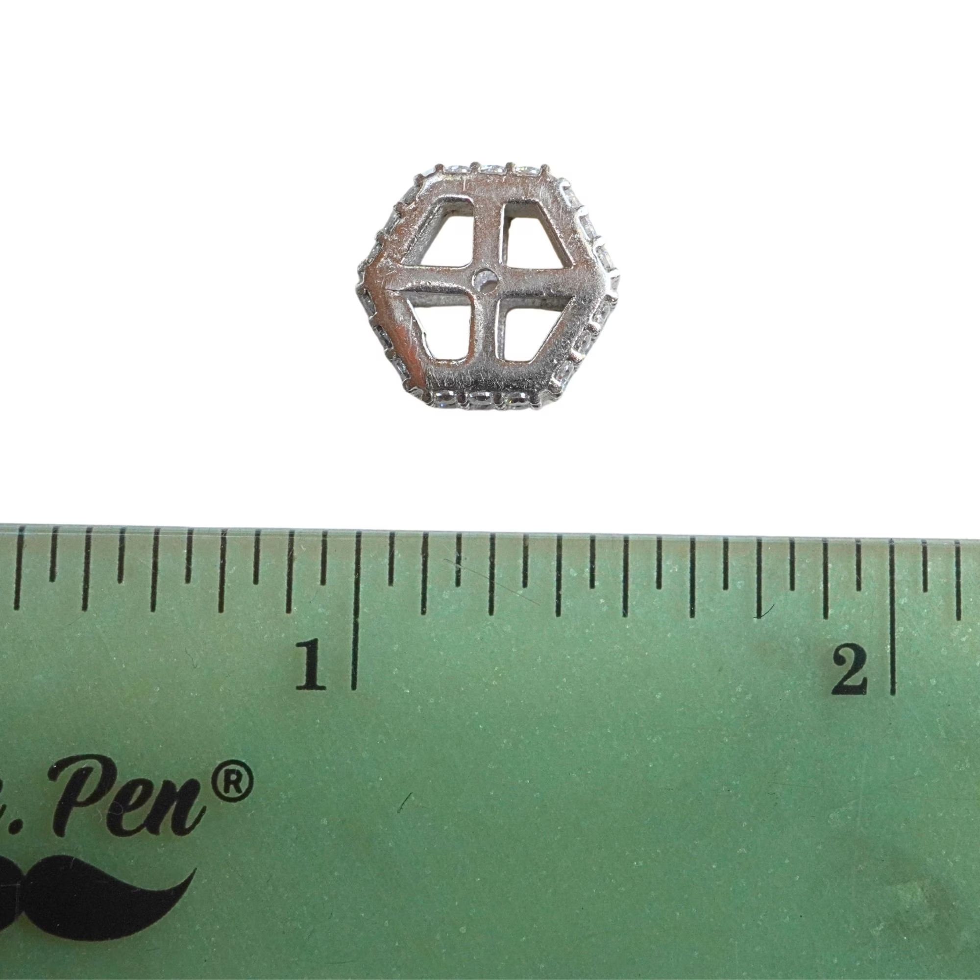 CZ Micro Pave Hexagon Sterling Sliver Spacer Bead