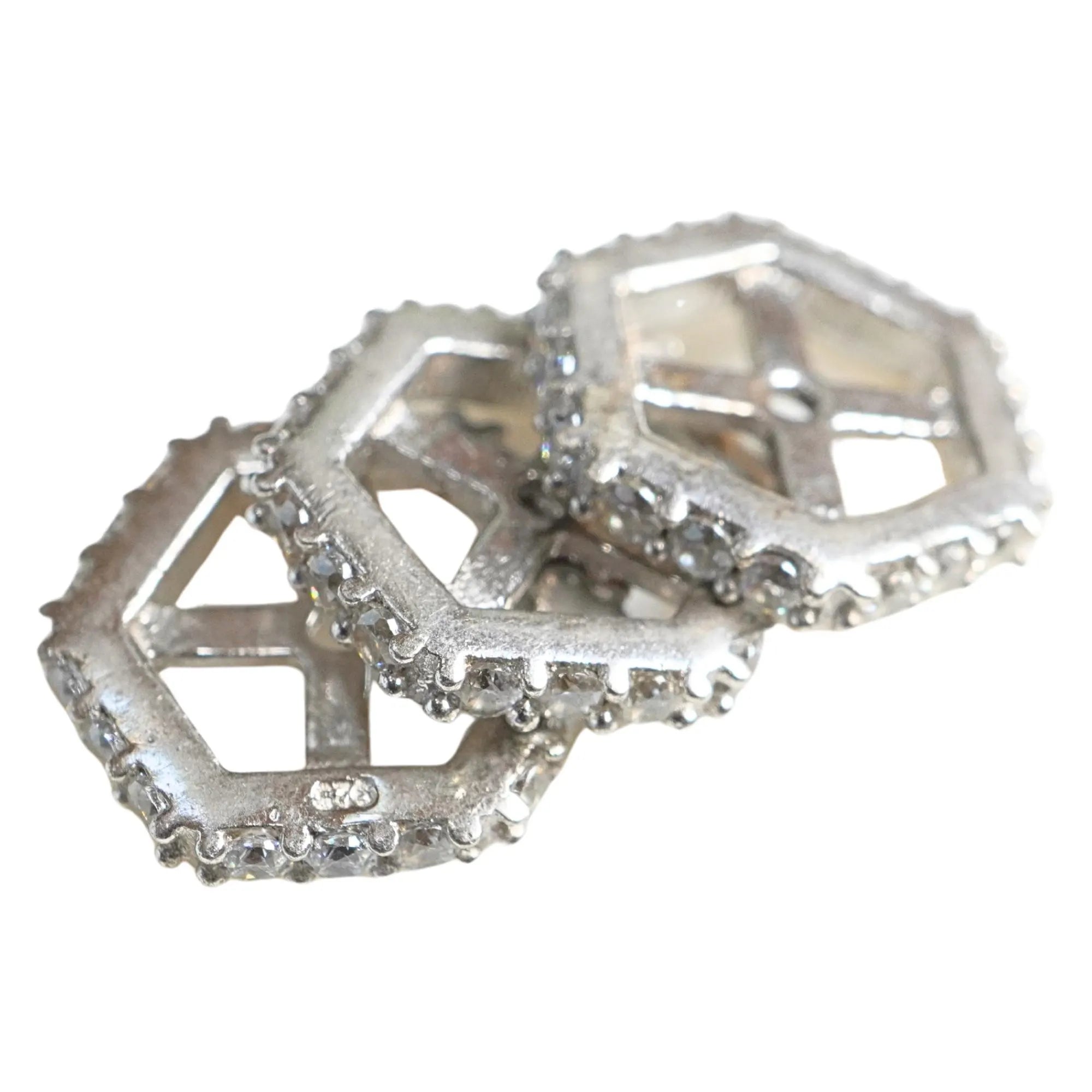 CZ Micro Pave Hexagon Sterling Sliver Spacer Bead