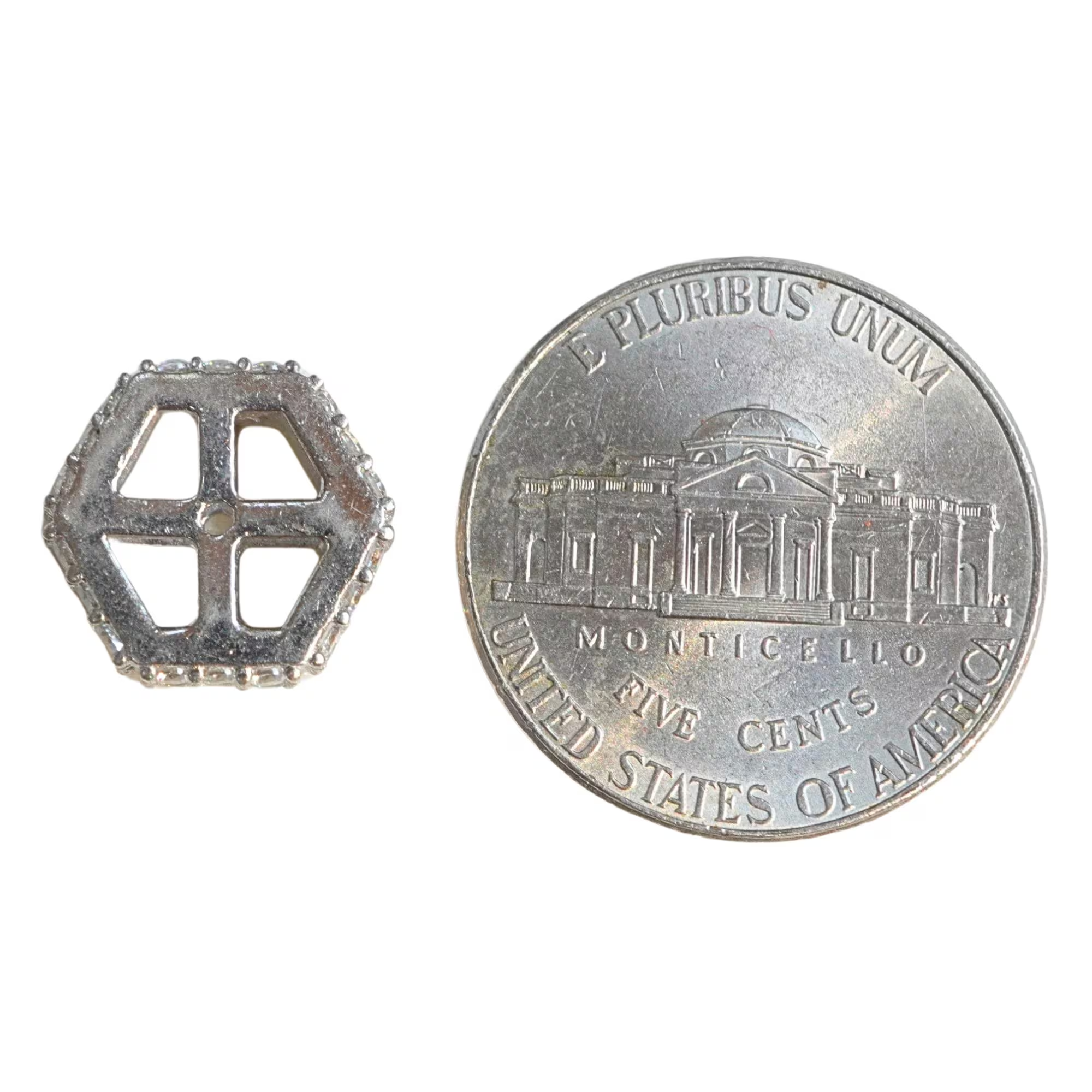 CZ Micro Pave Hexagon Sterling Sliver Spacer Bead