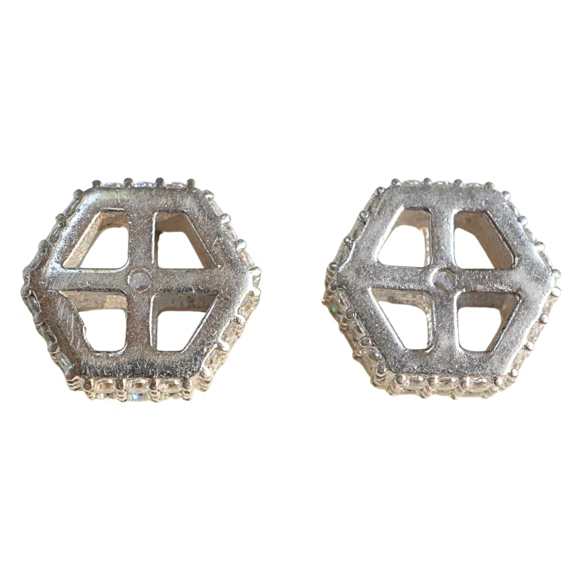 CZ Micro Pave Hexagon Sterling Sliver Spacer Bead