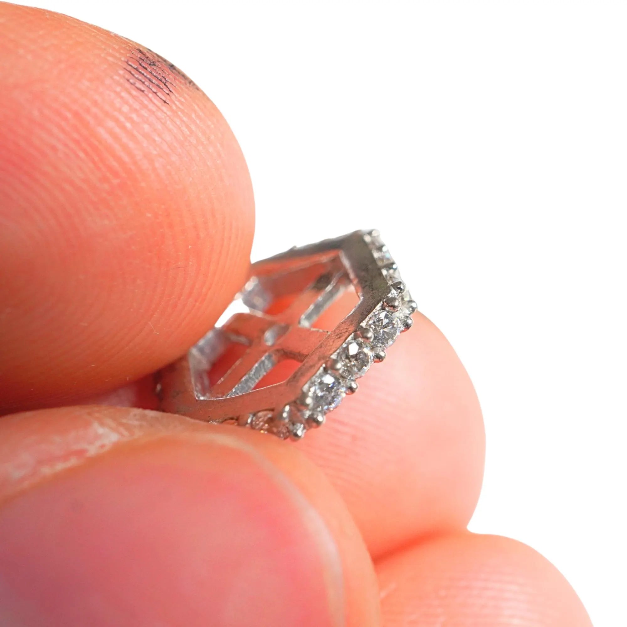 CZ Micro Pave Hexagon Sterling Sliver Spacer Bead