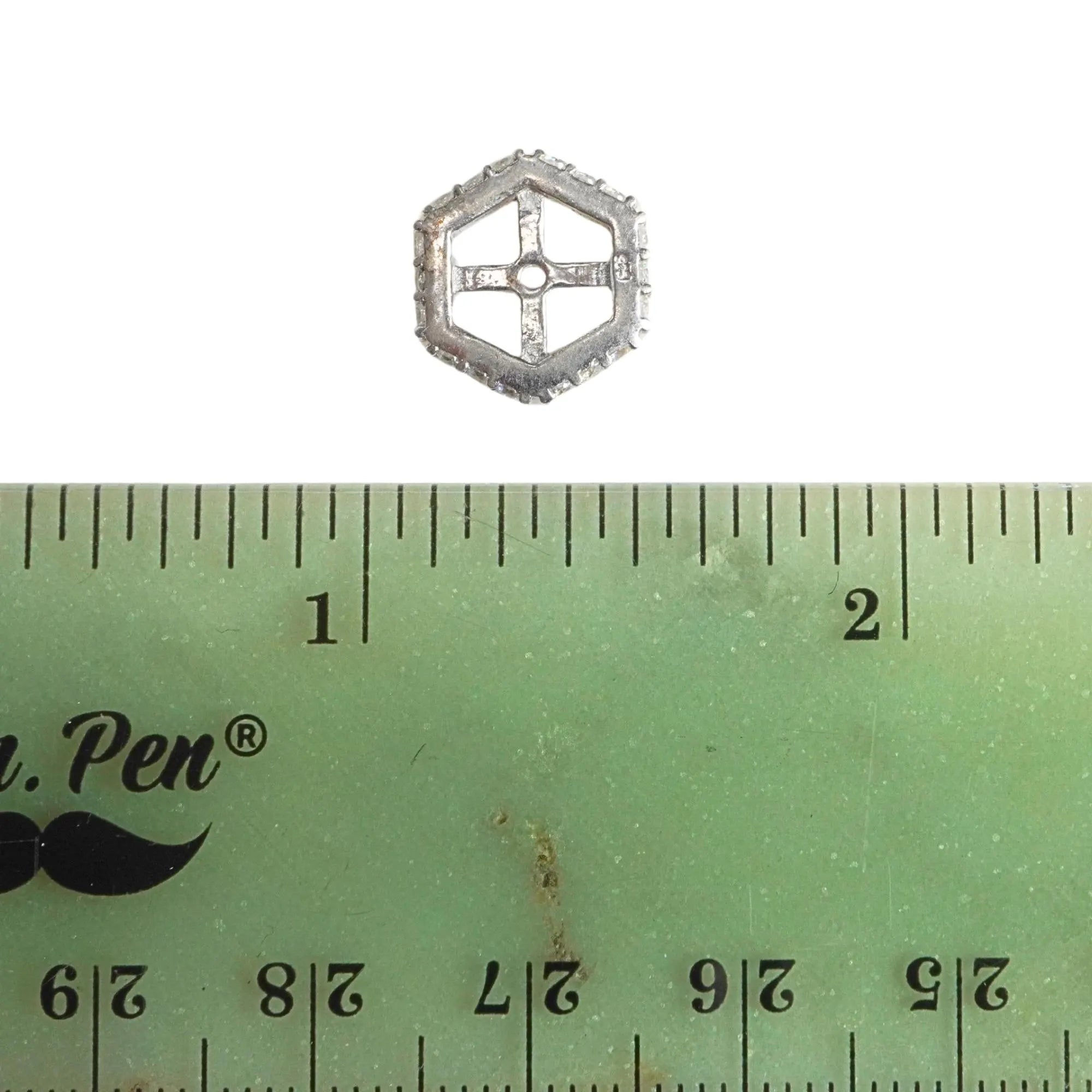 CZ Micro Pave Hexagon Sterling Sliver Spacer Bead