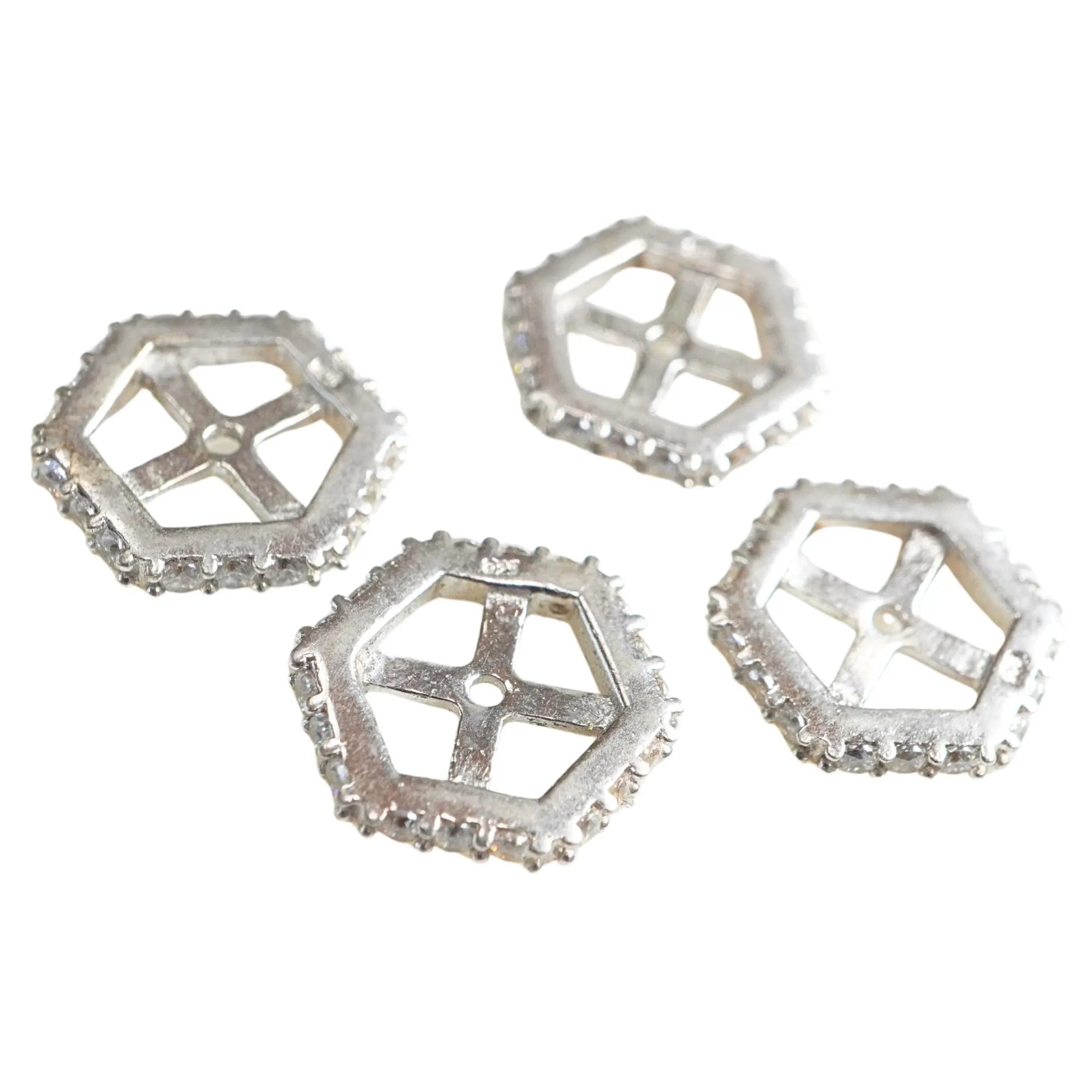 CZ Micro Pave Hexagon Sterling Sliver Spacer Bead
