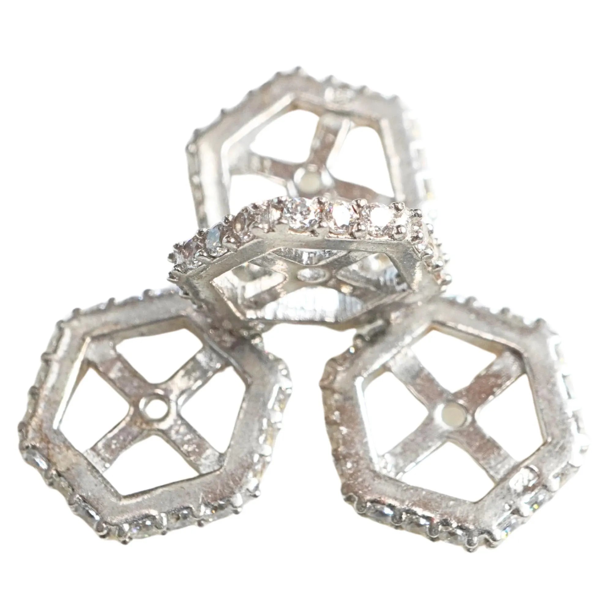 CZ Micro Pave Hexagon Sterling Sliver Spacer Bead