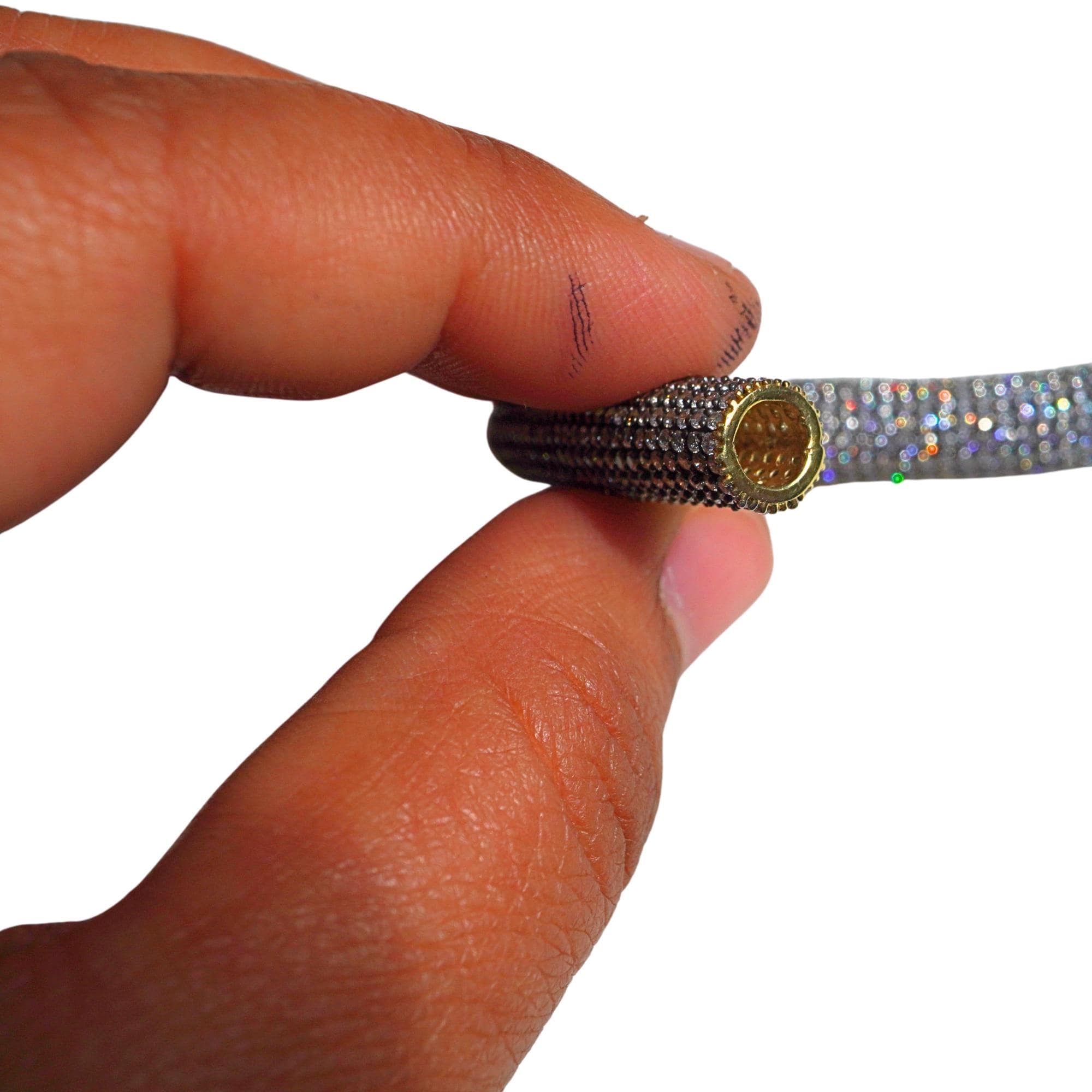 CZ Micro Pave Tube Gold Plated Sterling Silver Spacer Bead