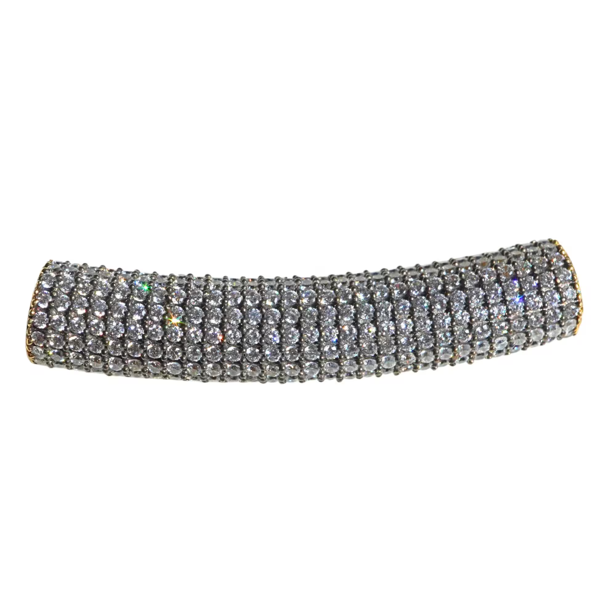 CZ Micro Pave Tube Gold Plated Sterling Silver Spacer Bead