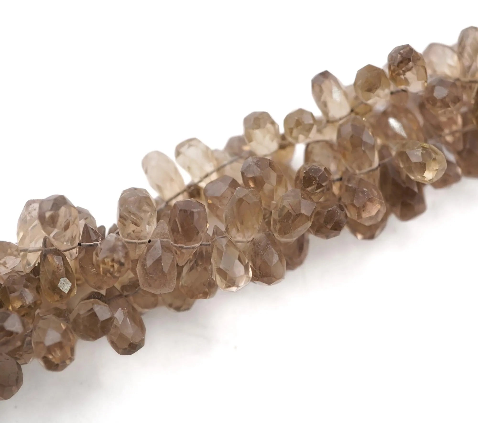 Champagne Quartz Faceted Teardrop Gemstone Strand Beads