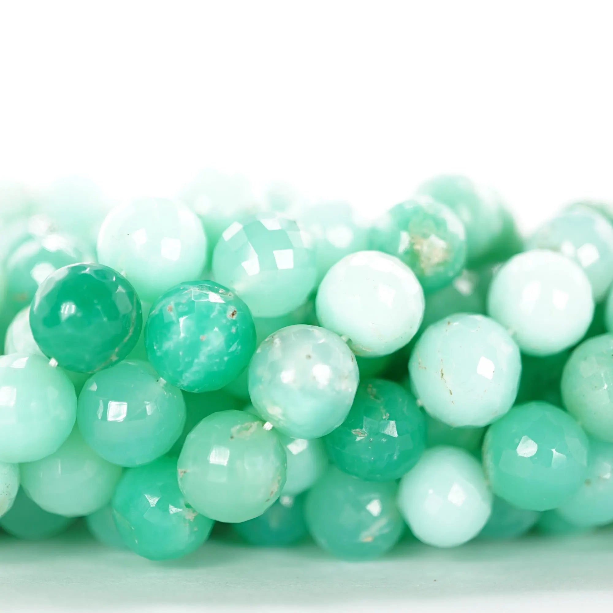 Chrysoprase Faceted Round Shape Gemstone Strand Beads