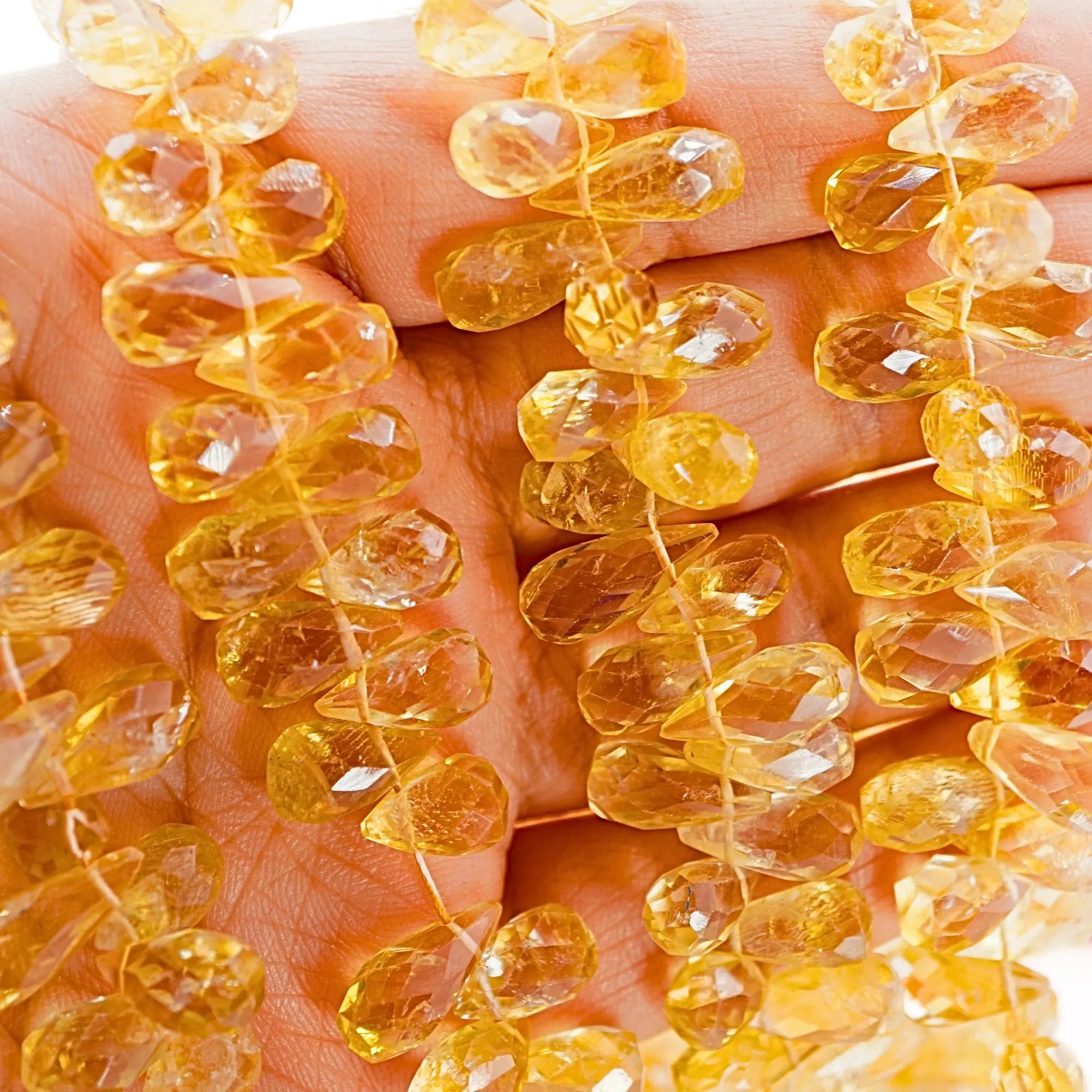Citrine Faceted Teardrop Shape Gemstone Strand Beads