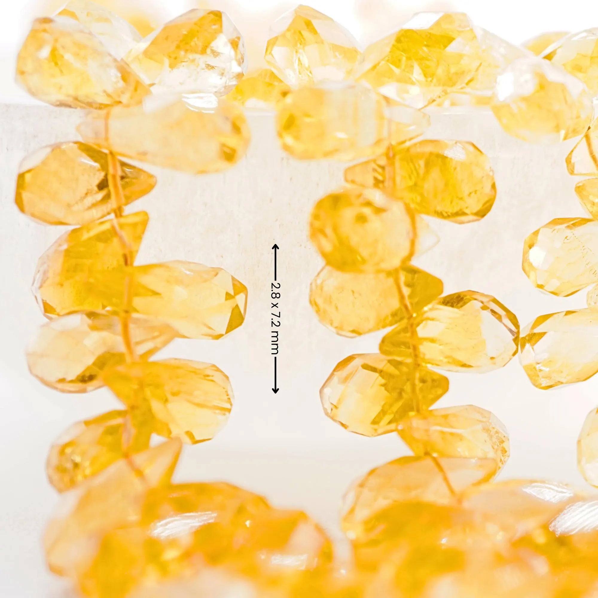 Citrine Faceted Teardrop Shape Gemstone Strand Beads