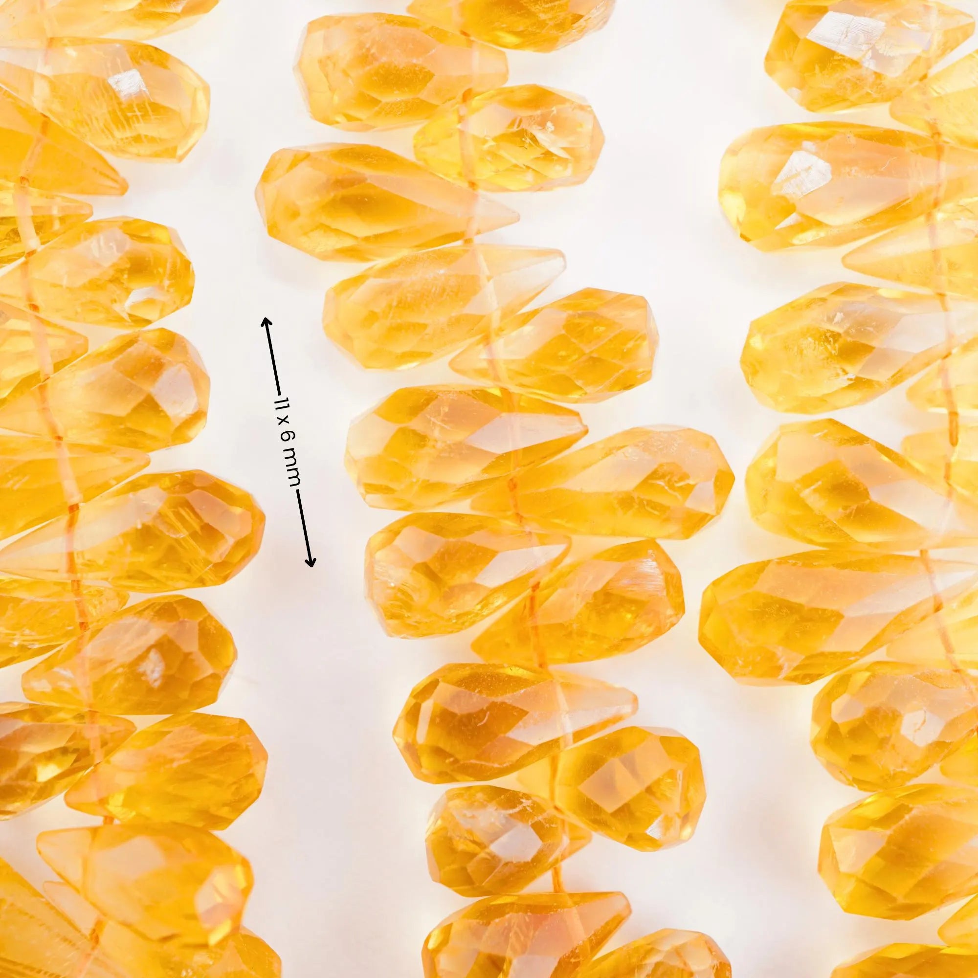 Citrine Faceted Teardrop Shape Gemstone Strand Beads
