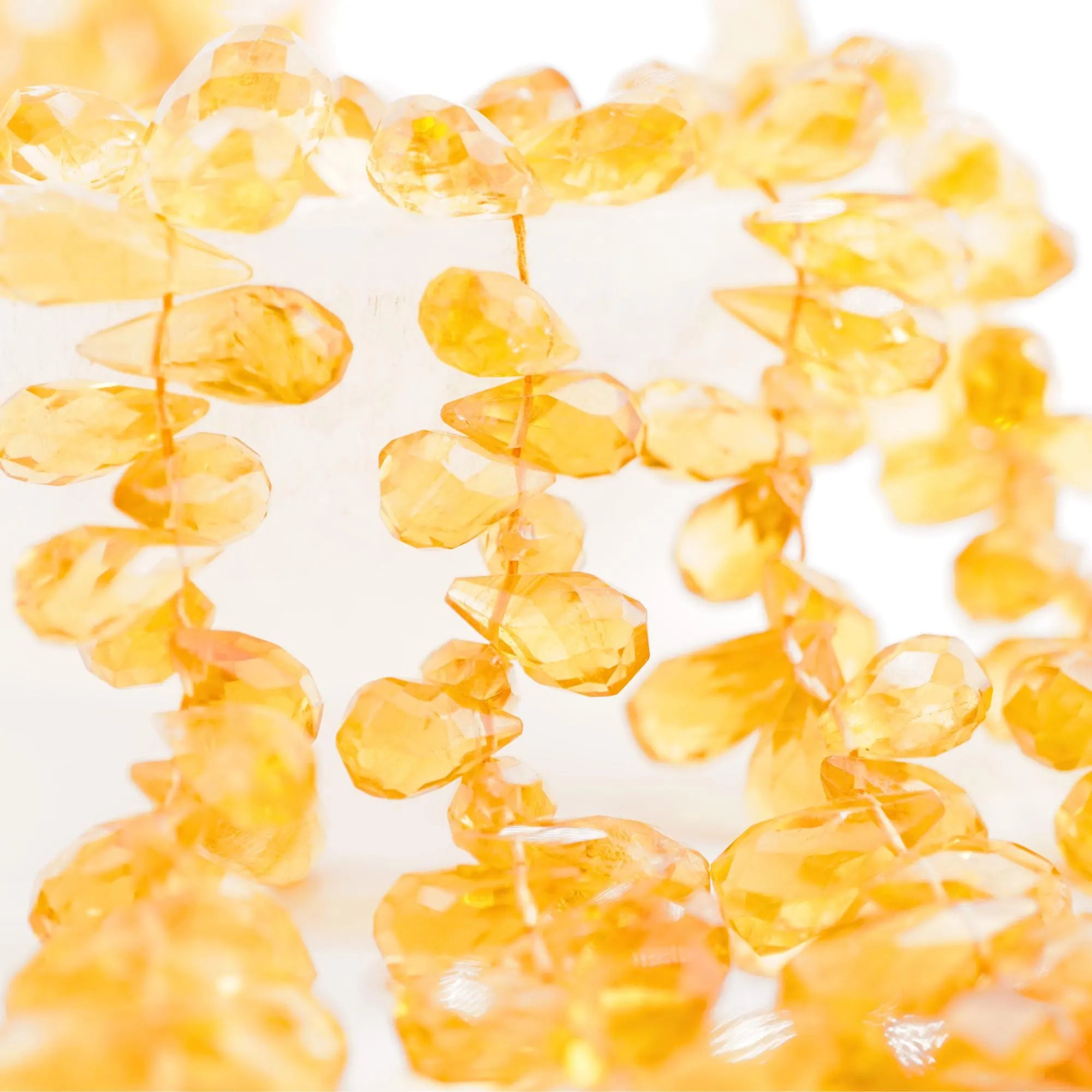 Citrine Faceted Teardrop Shape Gemstone Strand Beads