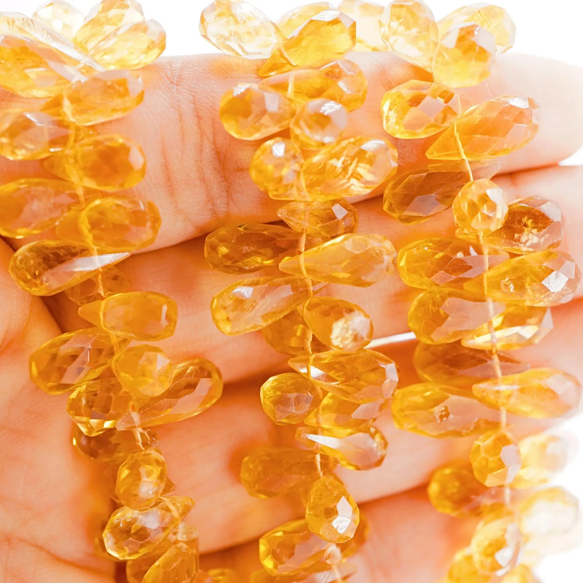 Citrine Faceted Teardrop Shape Gemstone Strand Beads