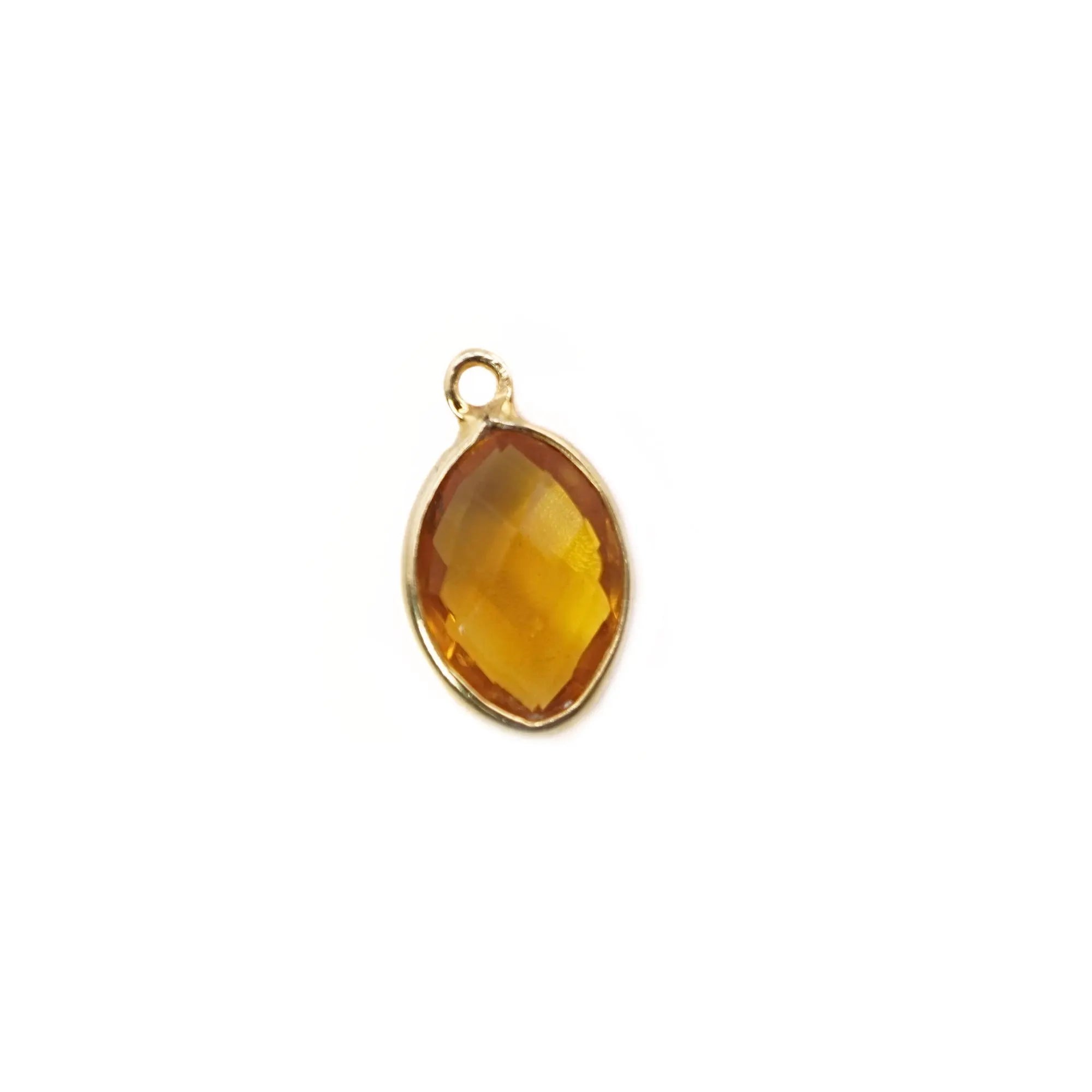 Citrine Marquise Shape Gemstone Gold Plated Sterling Silver Bezel Charm Pendant