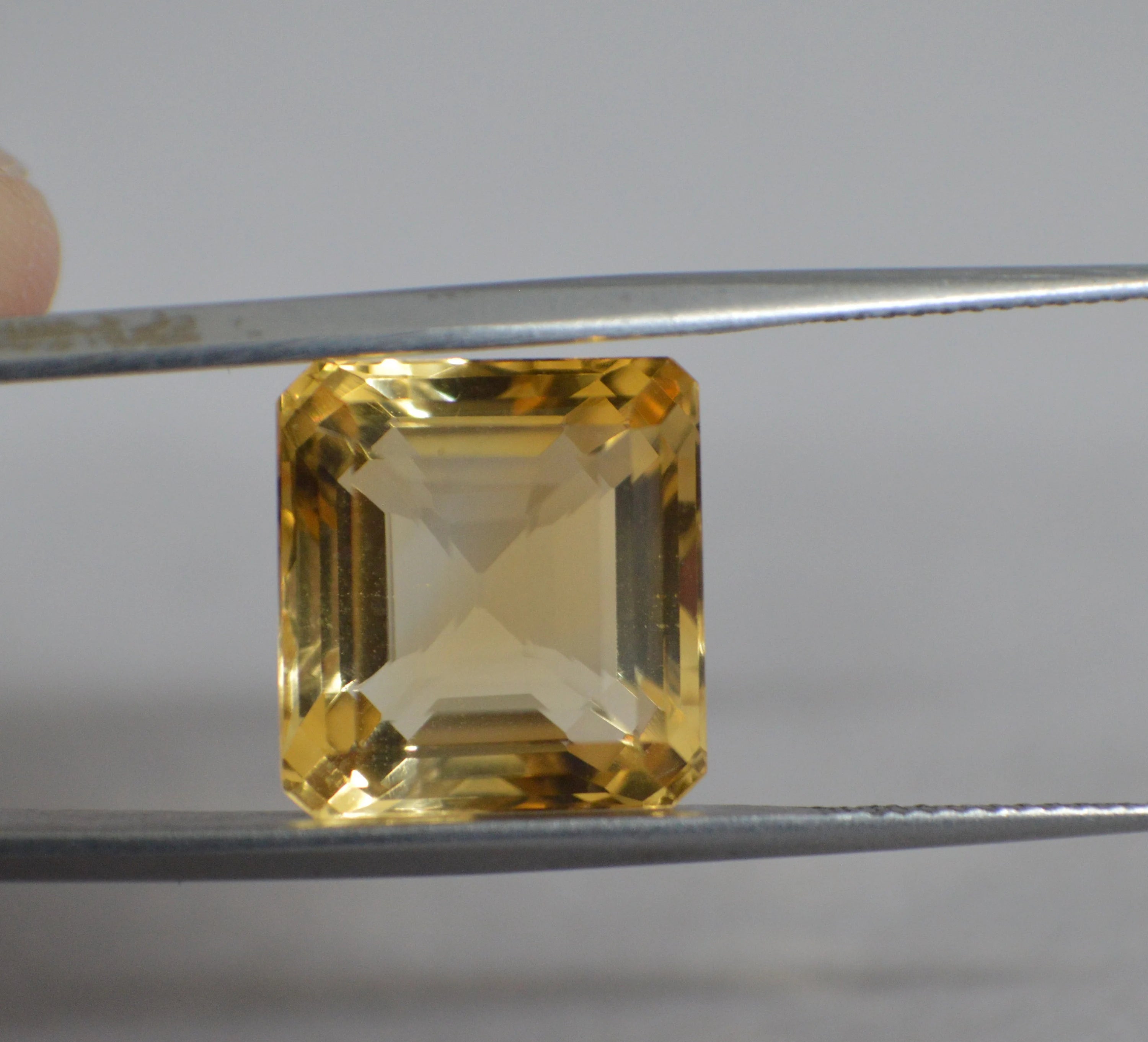 Citrine Quartz Emerald Cut Yellow Light Golden Square Shape Loose Gemstone