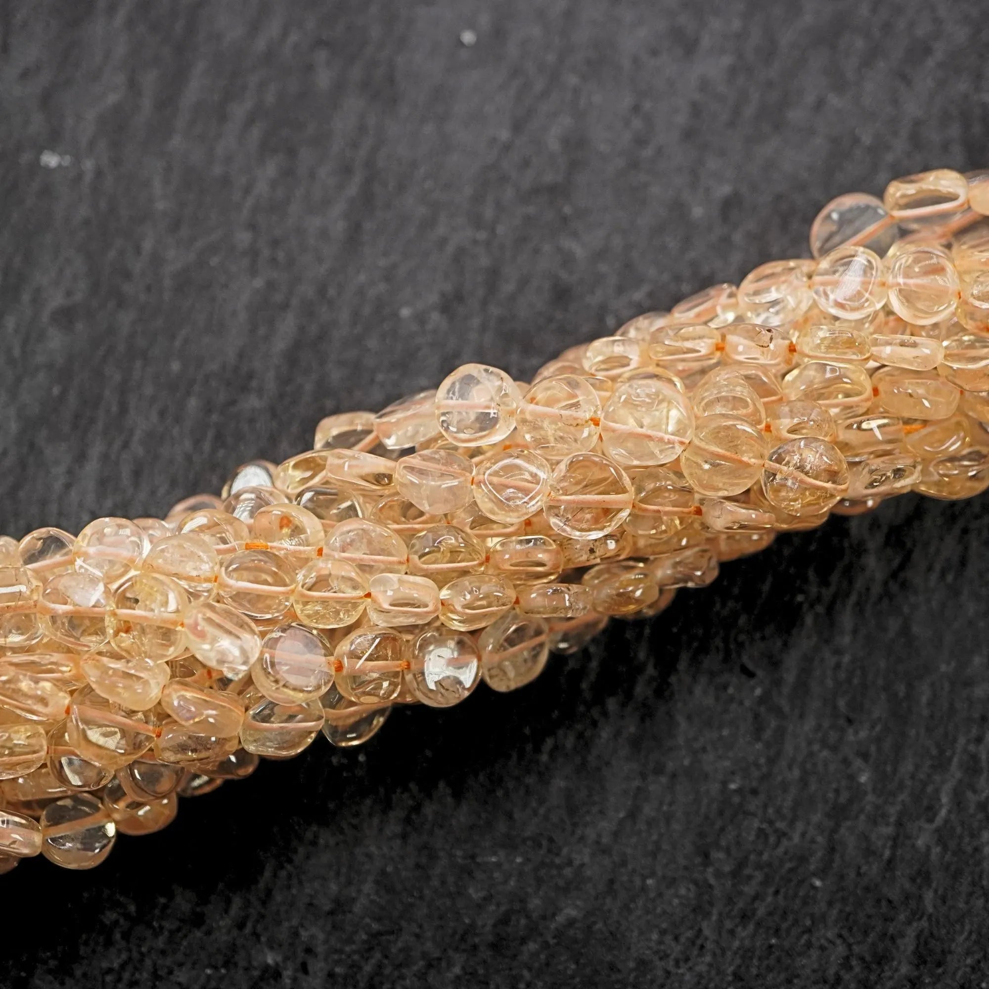 Citrine Smooth Coin Shape Gemstone 15 inches Strand Beads