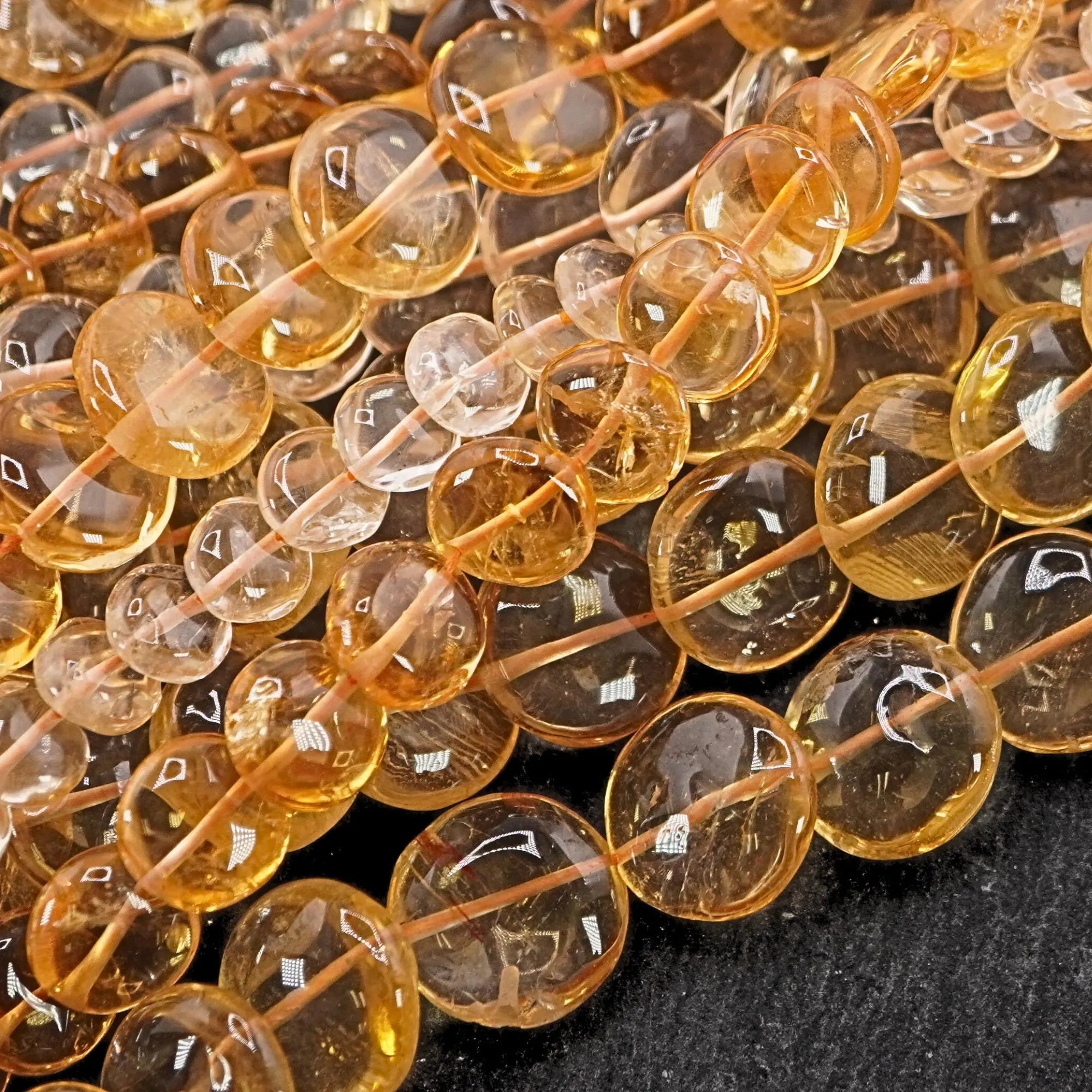 Citrine Smooth Coin Shape Gemstone Strand Beads