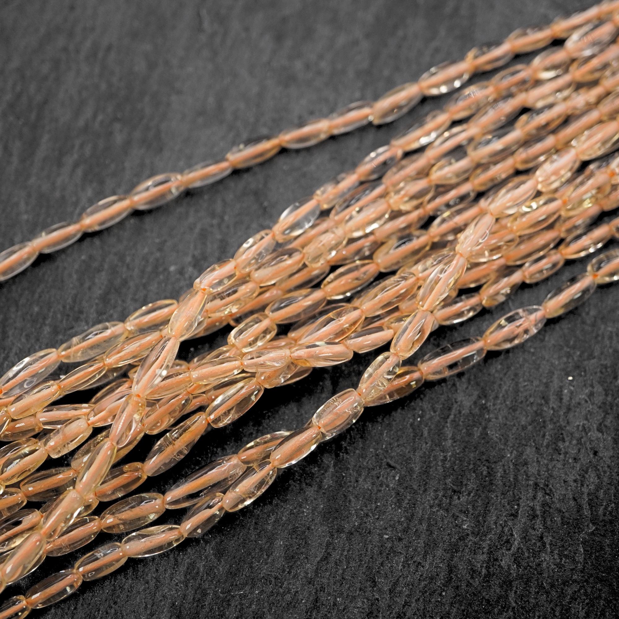 Citrine Smooth Rice Barrel Shape Gemstone Strand Beads