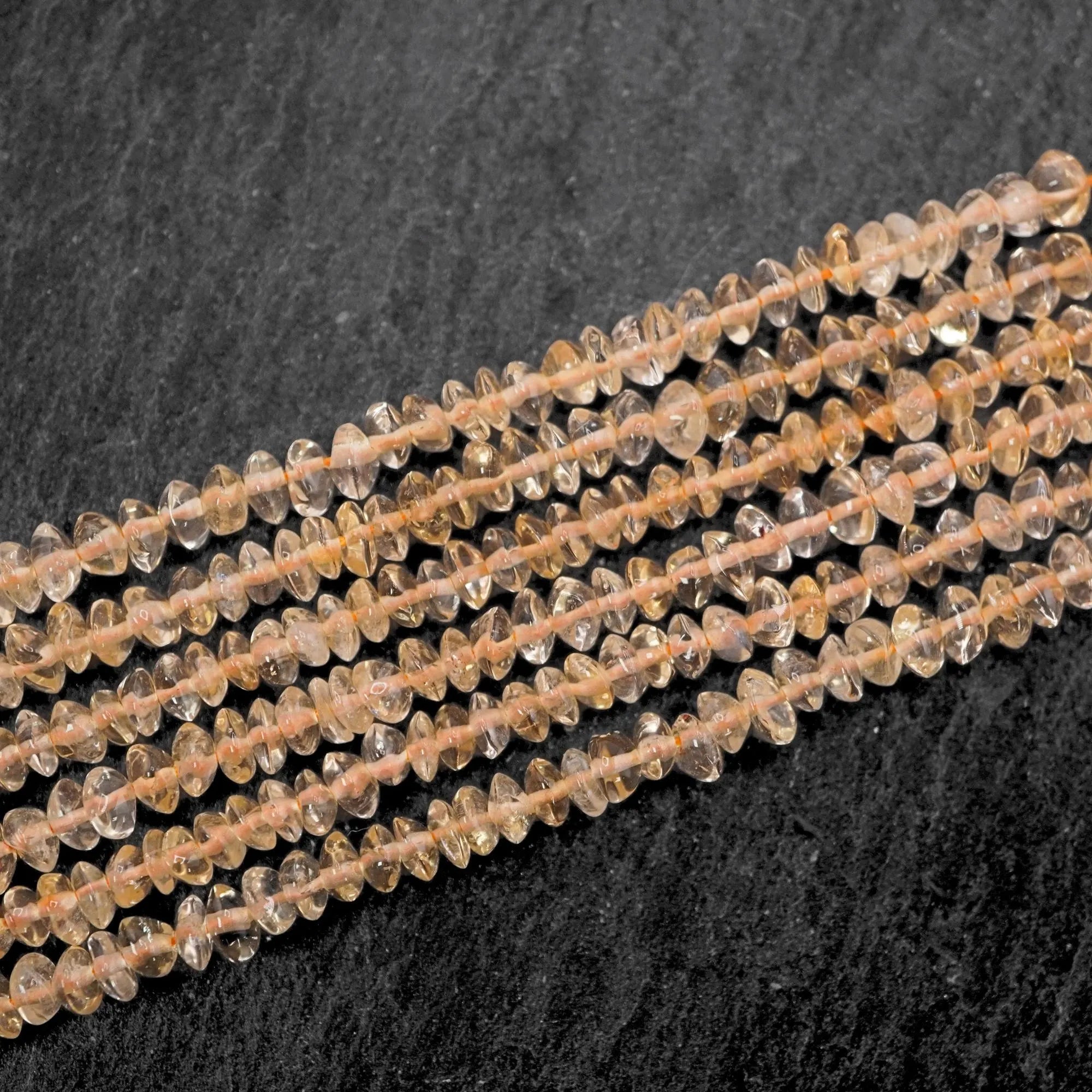 Citrine Smooth Rondelle Shape Gemstone Strand Beads
