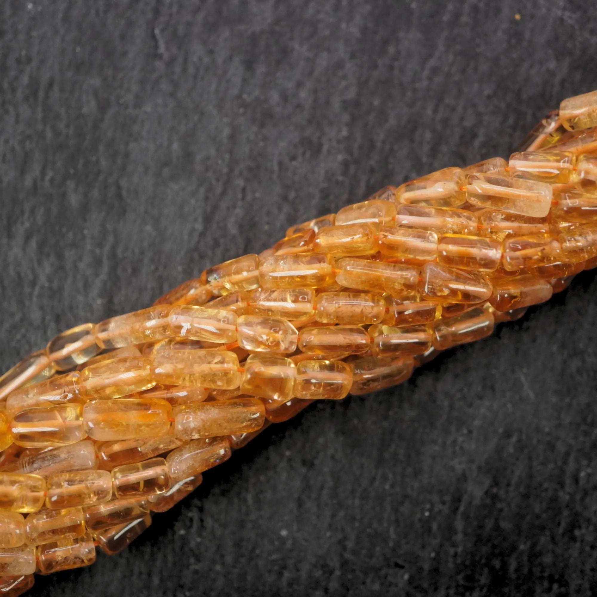 Citrine Smooth Tube Shape Gemstone 15 inches Strand Beads For Jewelry Making 8 X 4 - 10 X 4 MM