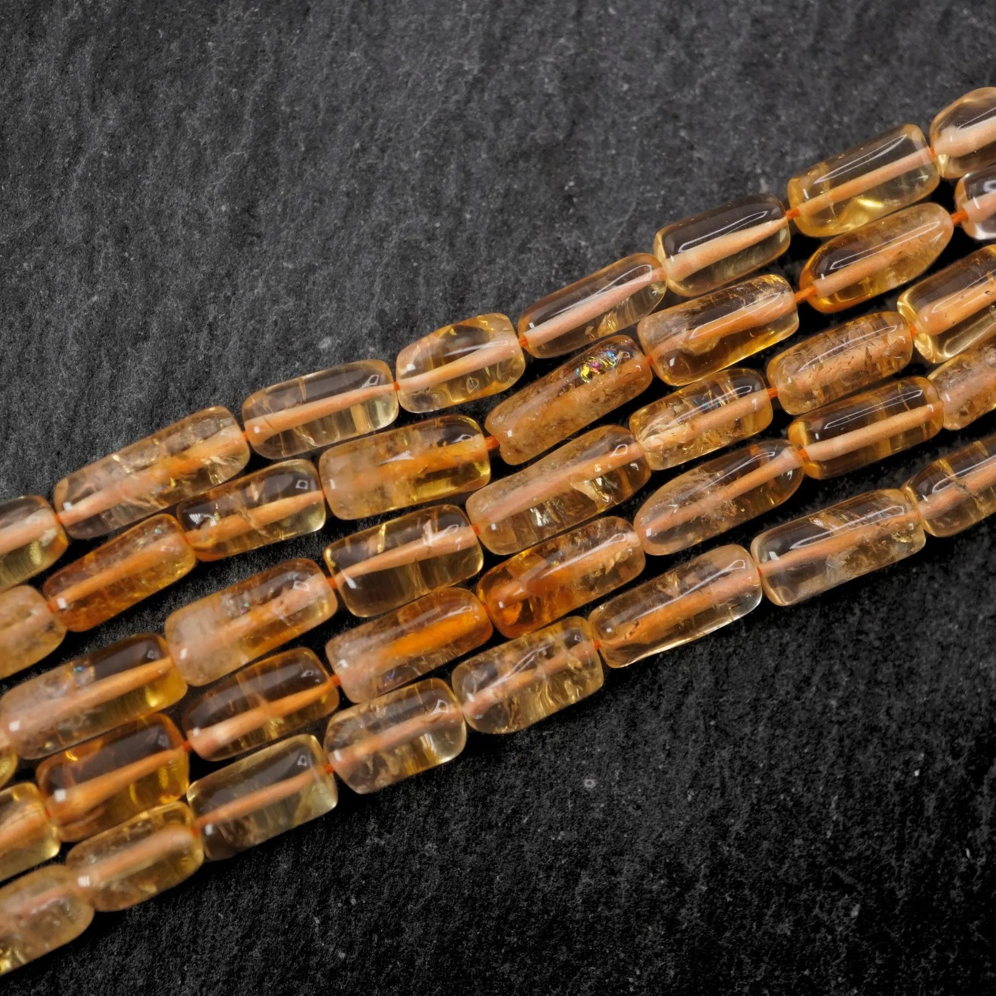 Citrine Smooth Tube Shape Gemstone 15 inches Strand Beads For Jewelry Making 8 X 4 - 10 X 4 MM
