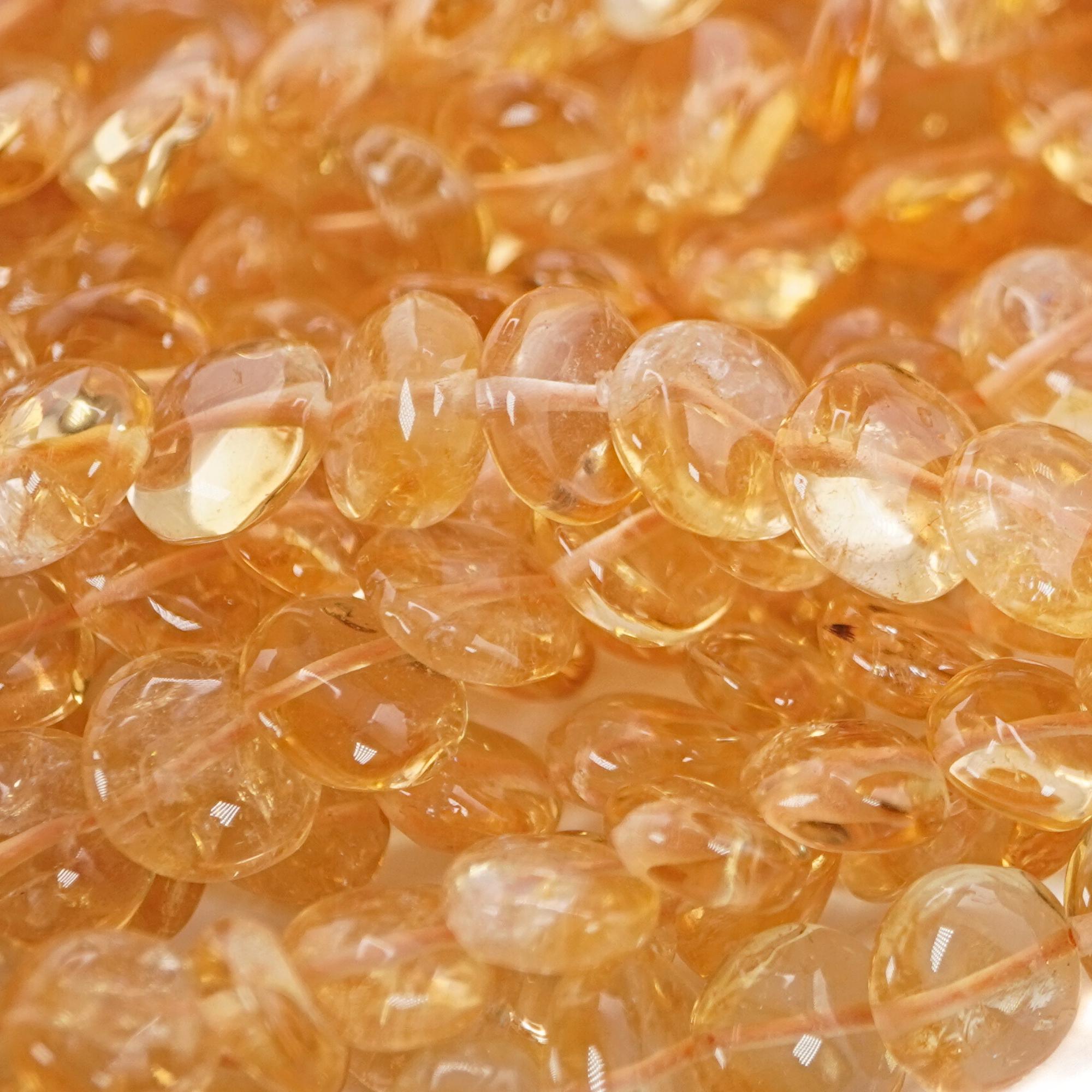 Citrine Smooths Button Shape Gemstone Strands Beads
