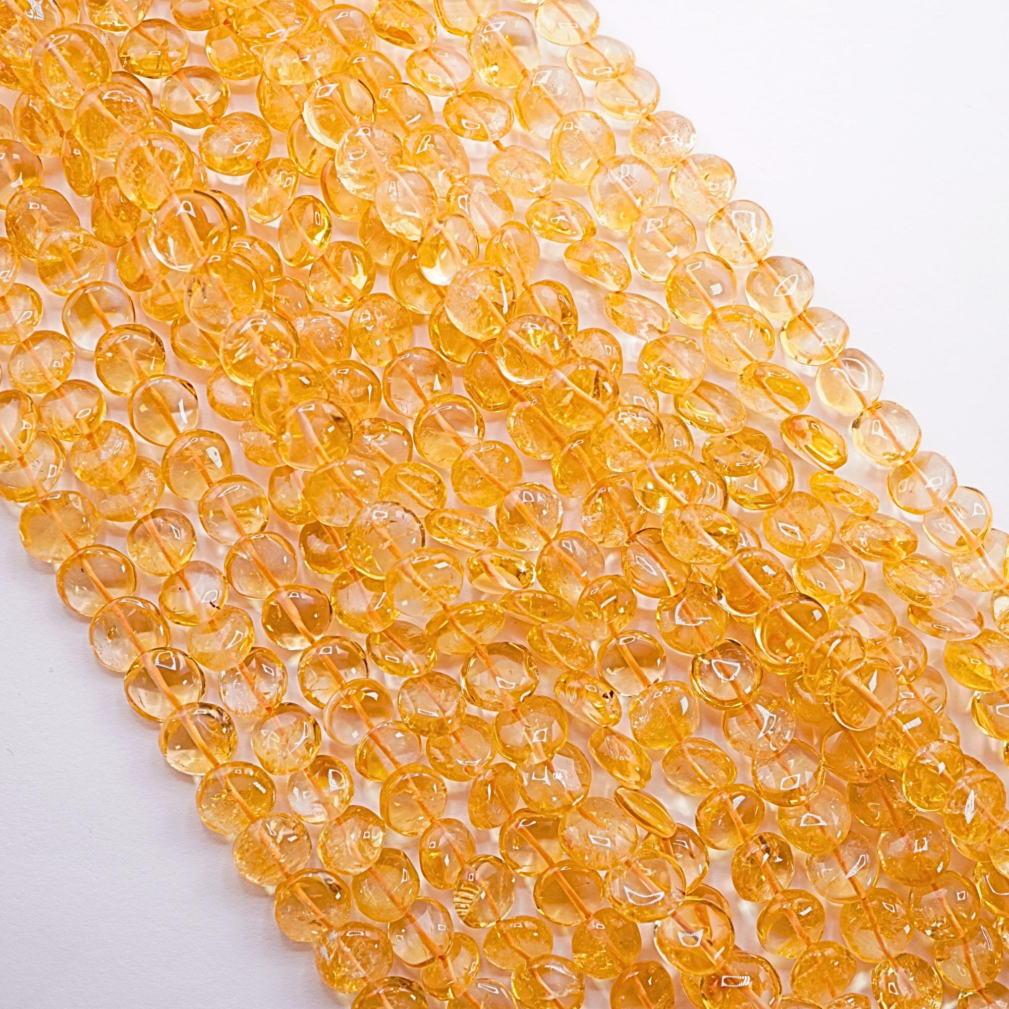 Citrine Smooth Coin Shape Gemstone Strand Beads