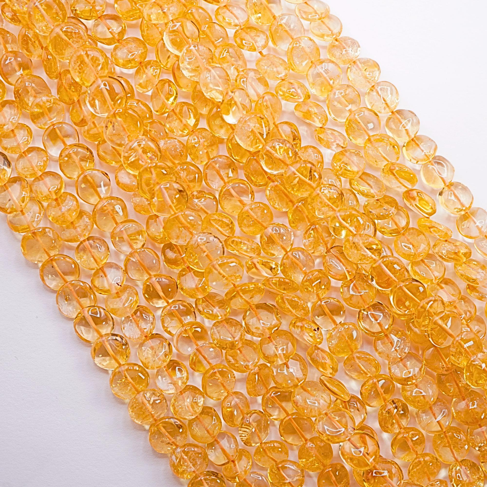 Citrine Smooth Coin Shape Gemstone Strand Beads