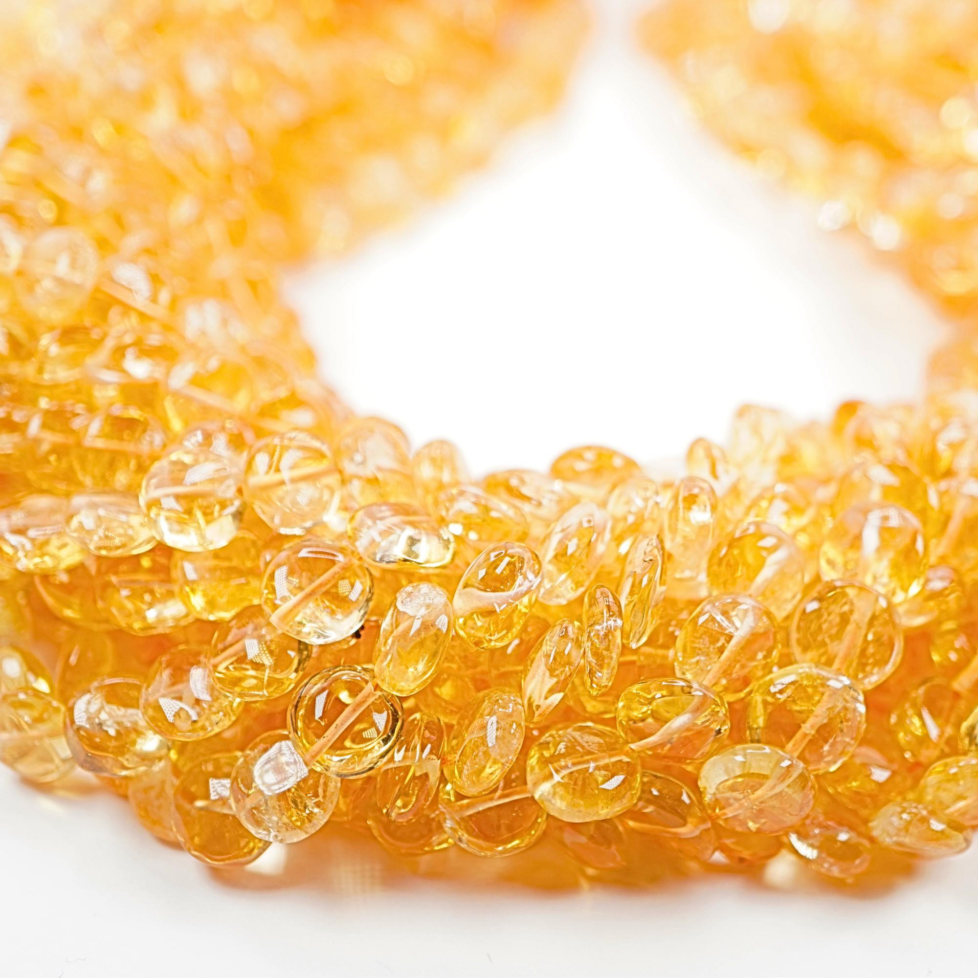 Citrine Smooth Coin Shape Gemstone Strand Beads
