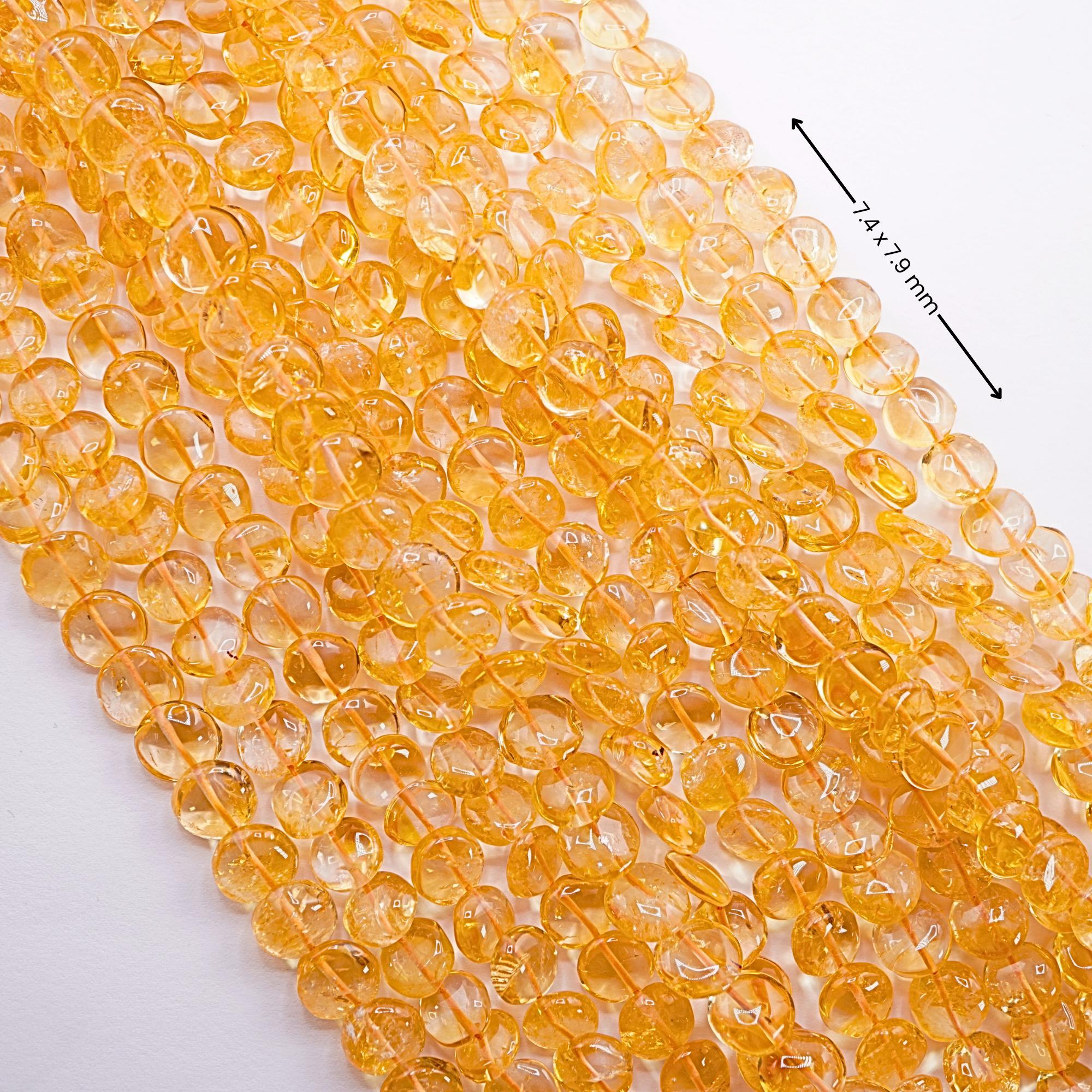 Citrine Smooth Coin Shape Gemstone Strand Beads