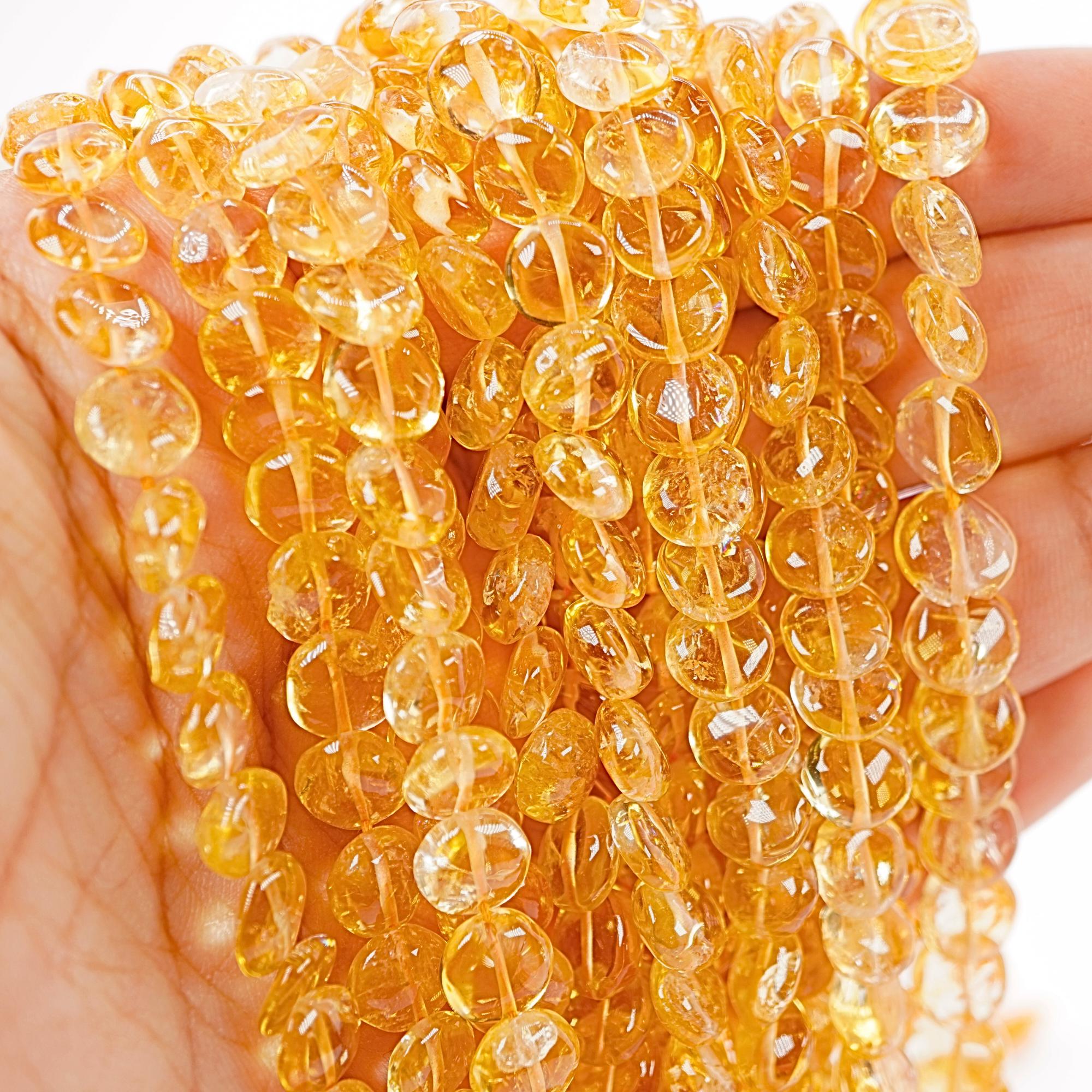 Citrine Smooth Coin Shape Gemstone Strand Beads