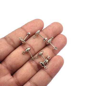 Close-up of 8mm Sterling Silver Ear Studs with Loop