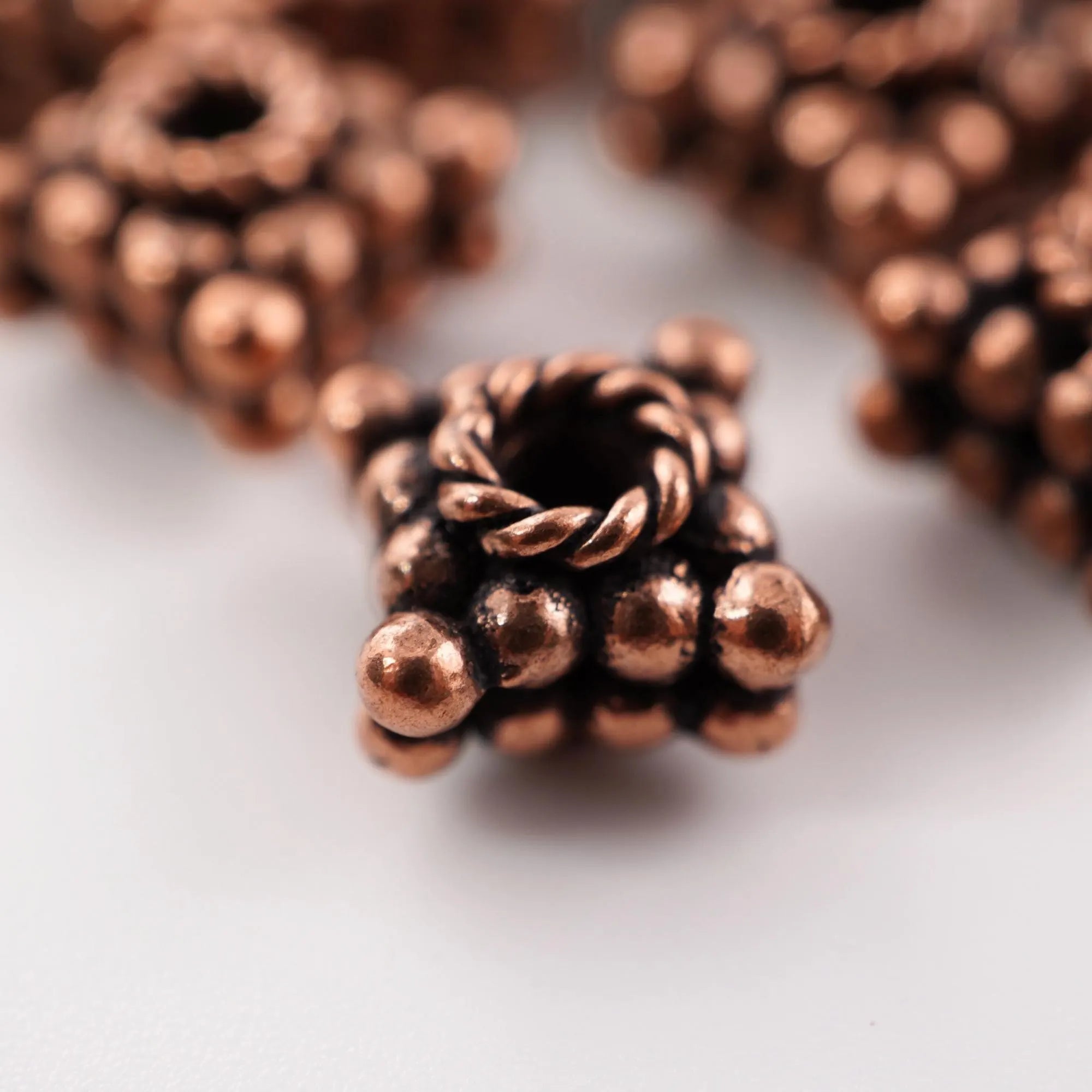 Copper Square Shape TierraCast Ball Spacer Beads