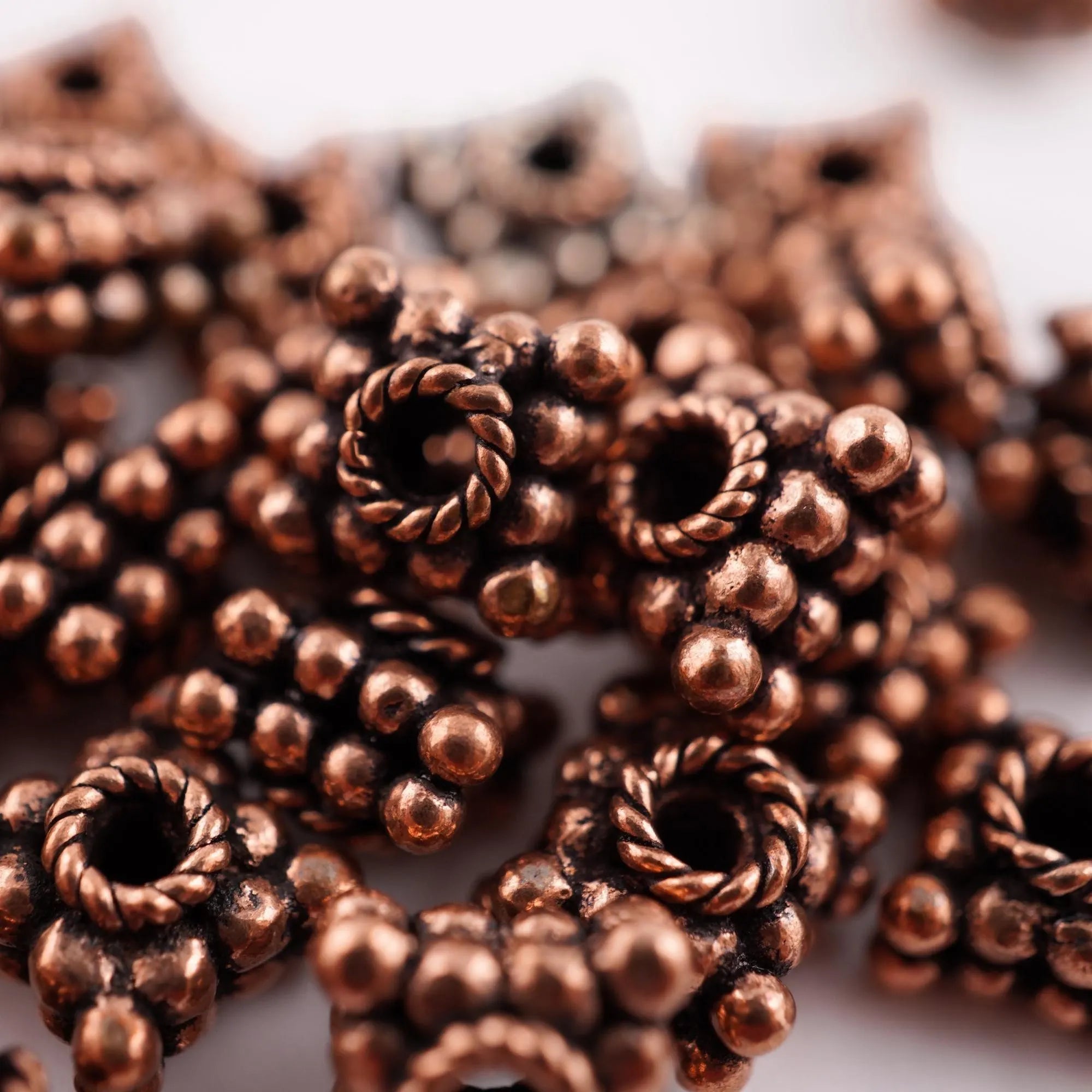 Copper Square Shape TierraCast Ball Spacer Beads