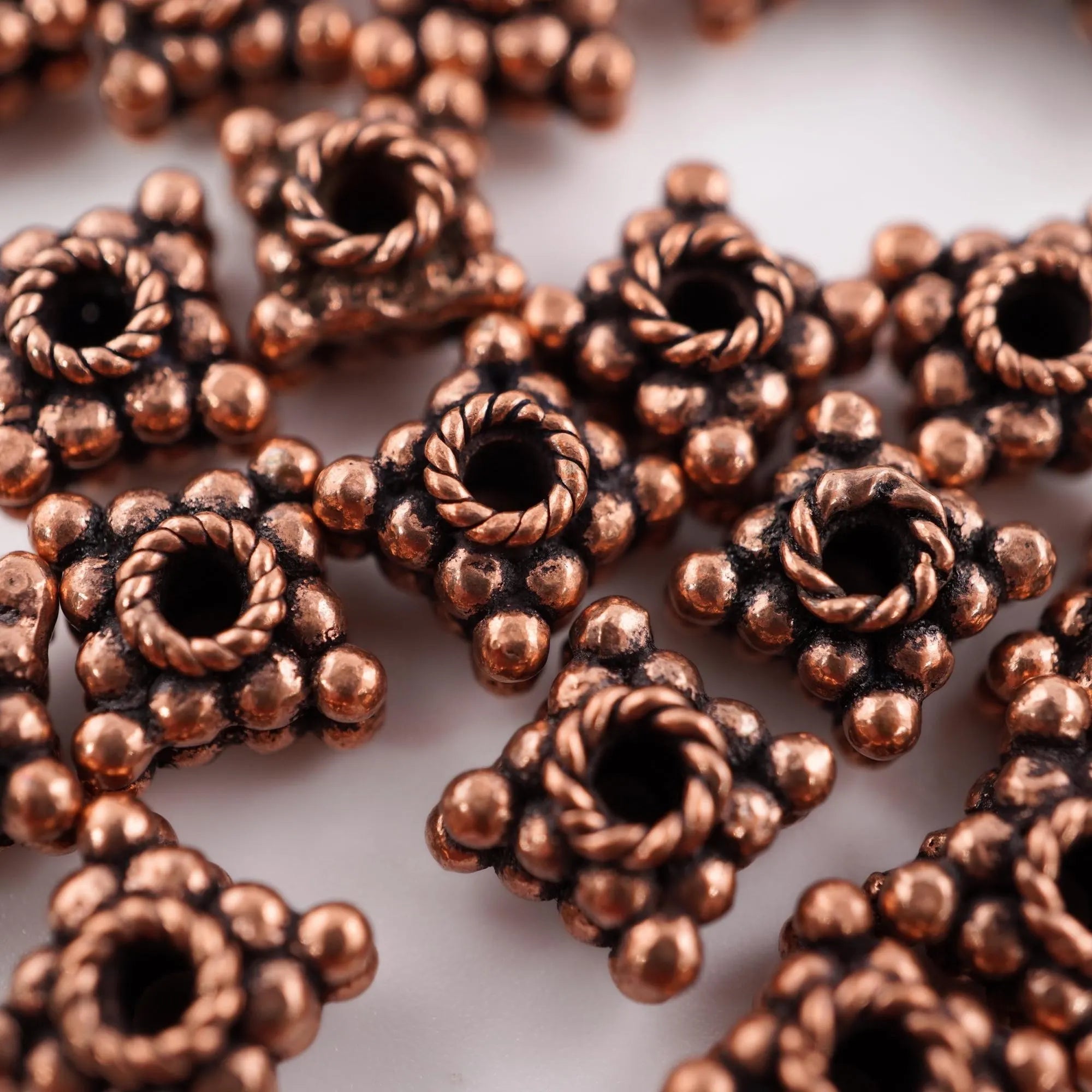 Copper Square Shape TierraCast Ball Spacer Beads