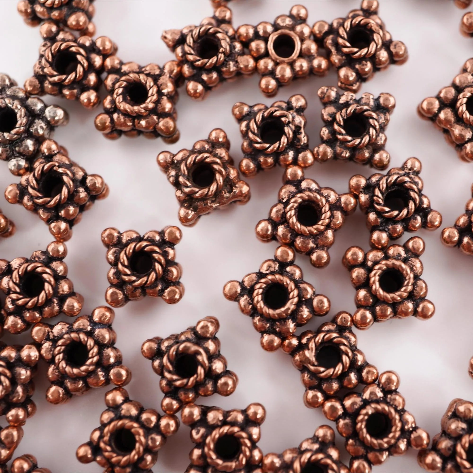 Copper Square Shape TierraCast Ball Spacer Beads
