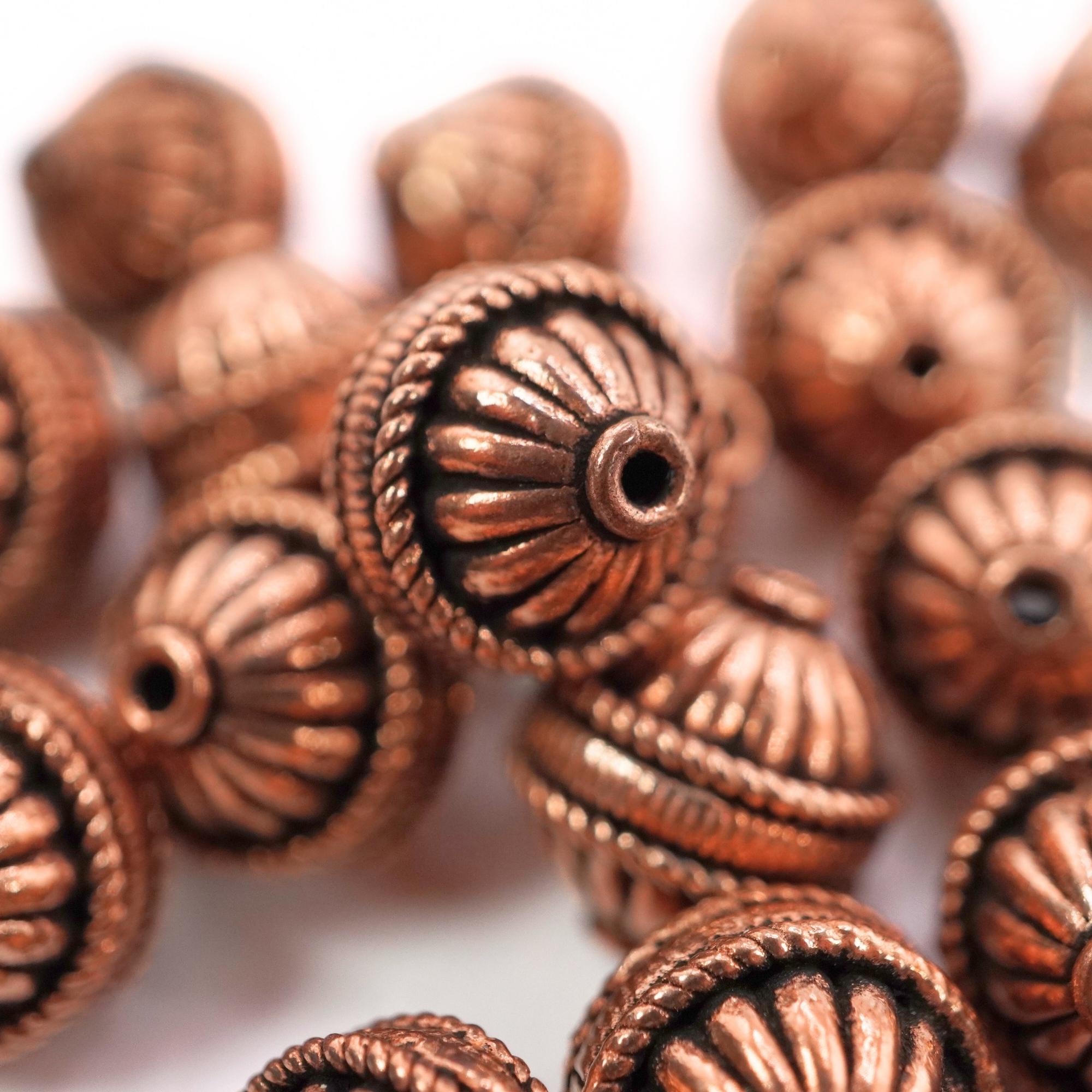 Copper Bali rondelle beads set