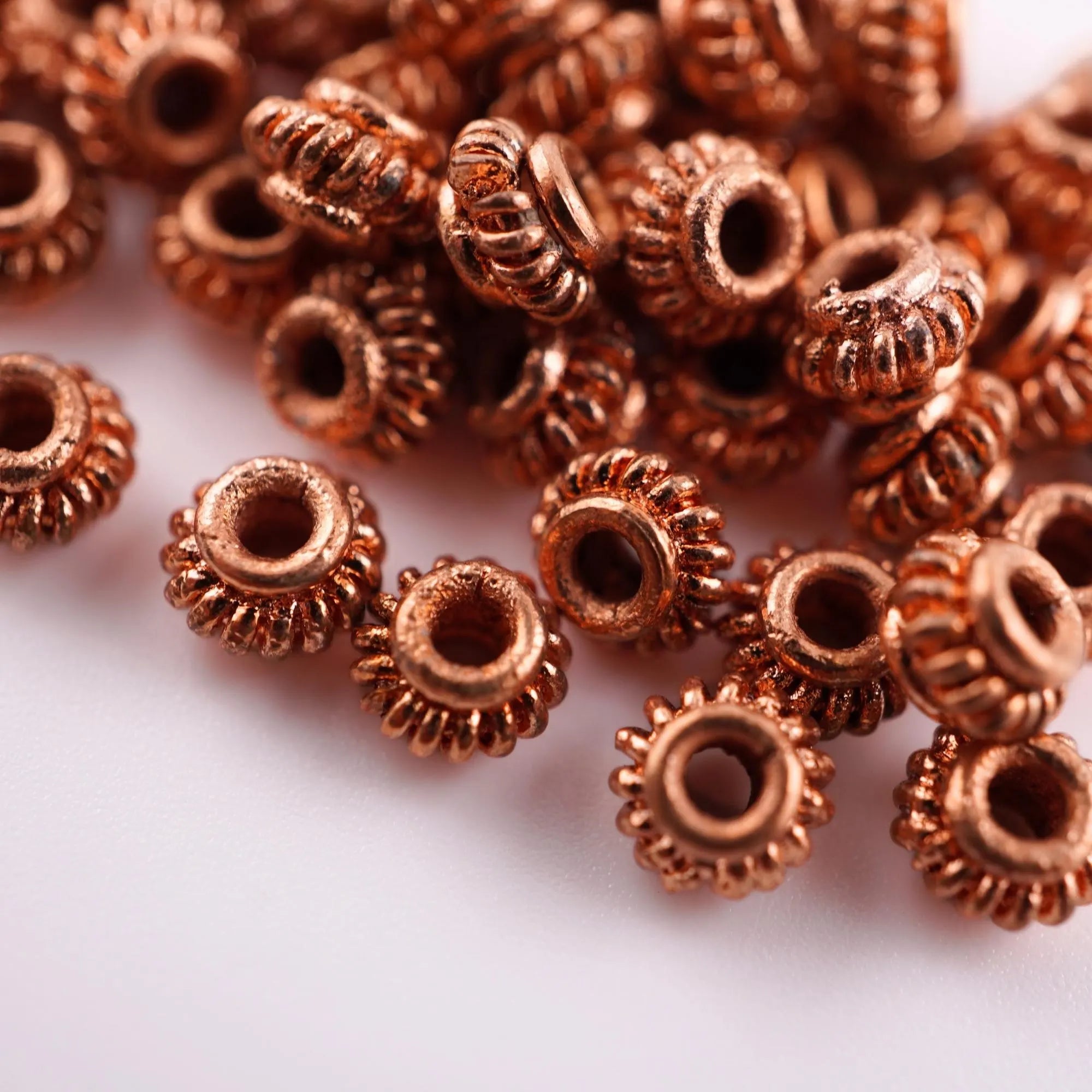 Copper rondelle spacer beads 50 pcs
