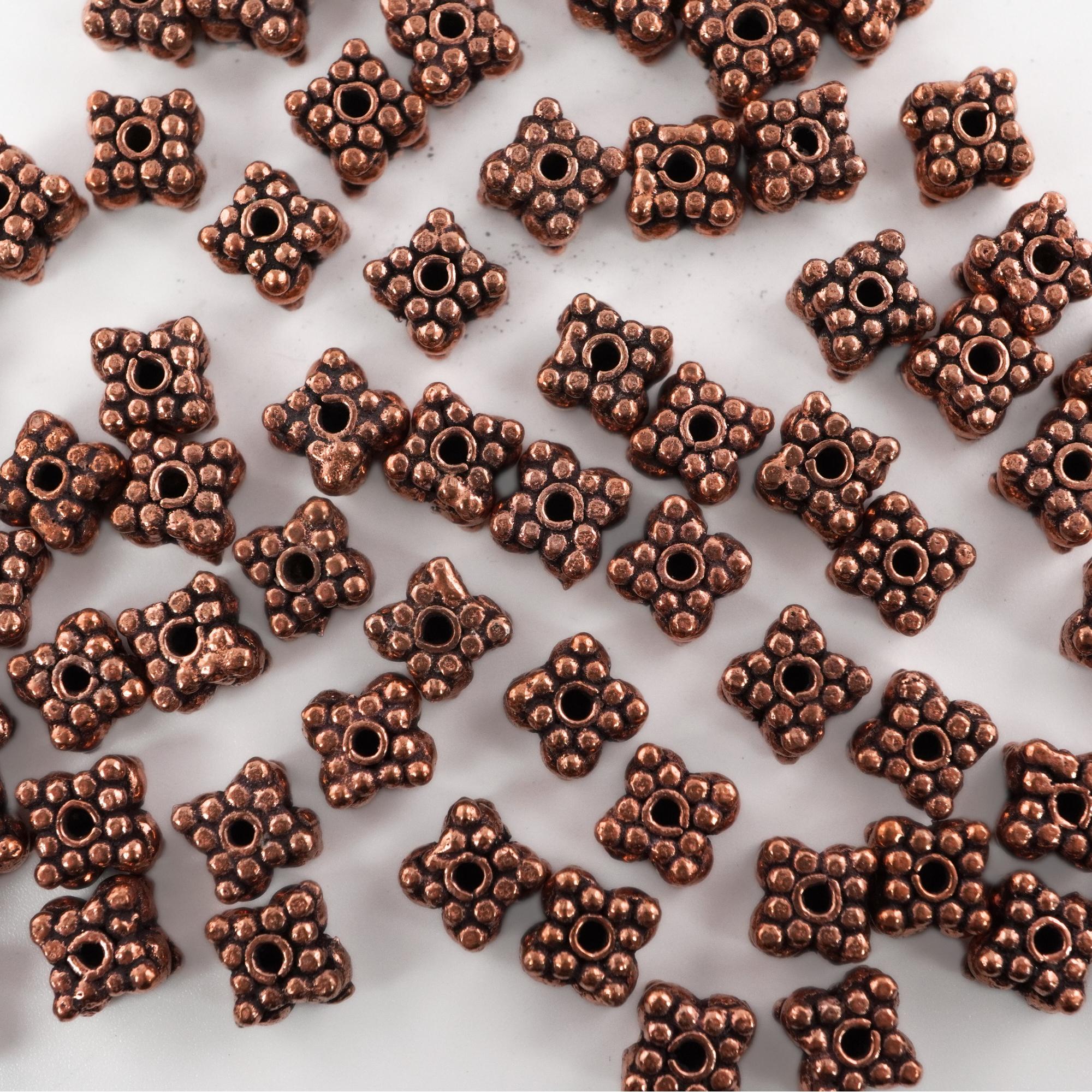 Copper square shape spacer beads for handmade jewelry