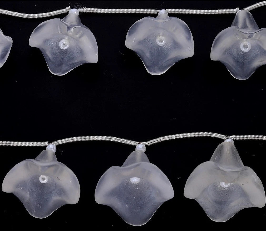 Crystal Quartz Carved Carving Fancy Flower Shape Gemstone Strand Beads