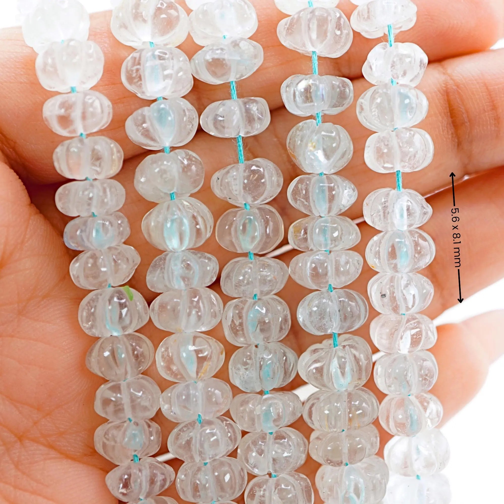 Crystal Quartz Carving Pumpkin Shape Gemstone Strand Beads