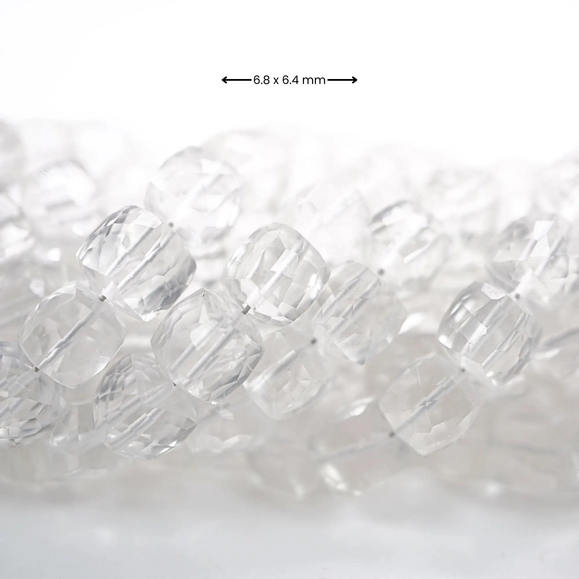 Crystal Quartz Faceted Cube Shape Gemstone Strand Beads