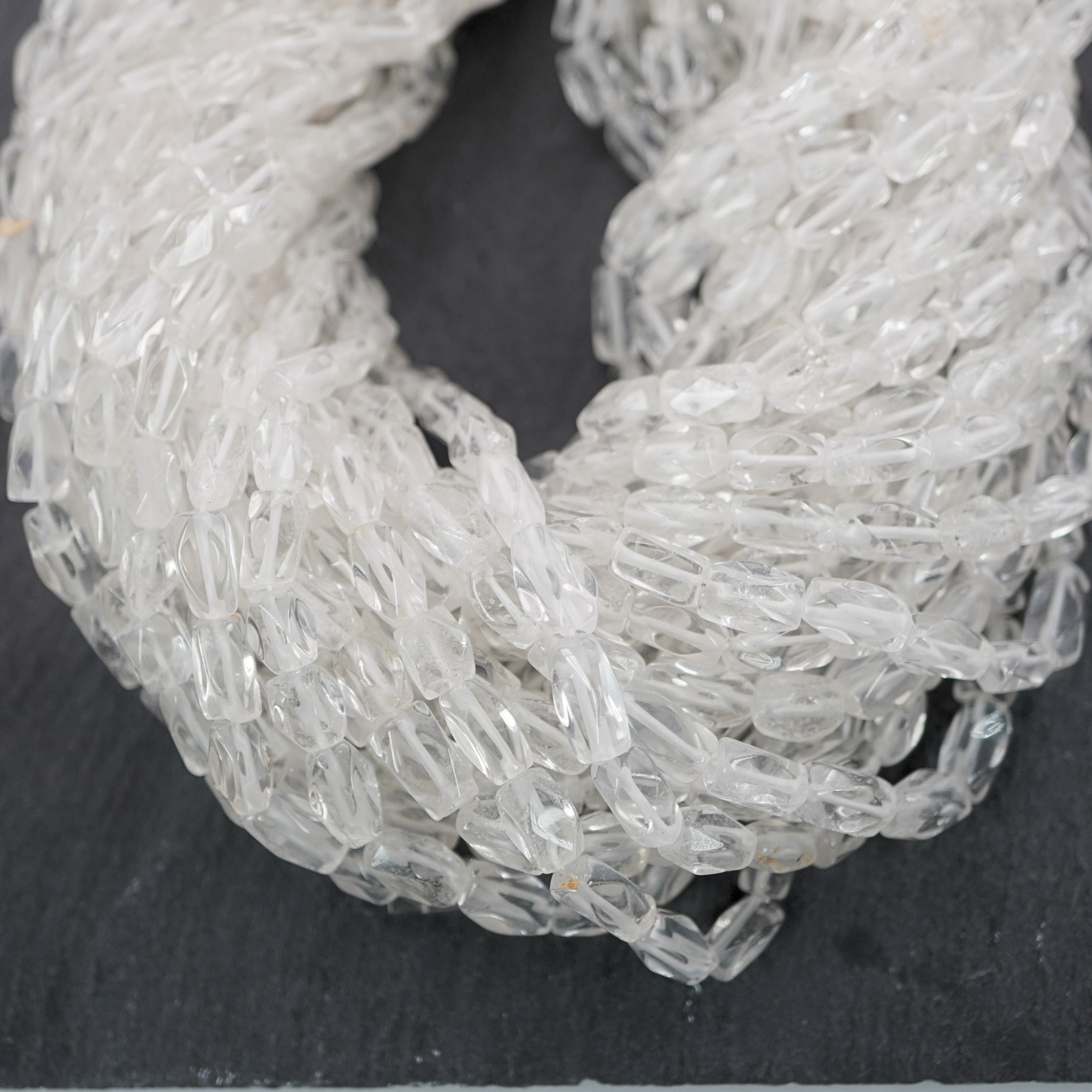 Crystal Quartz Faceted Rectangle Shape Gemstone Strand Beads