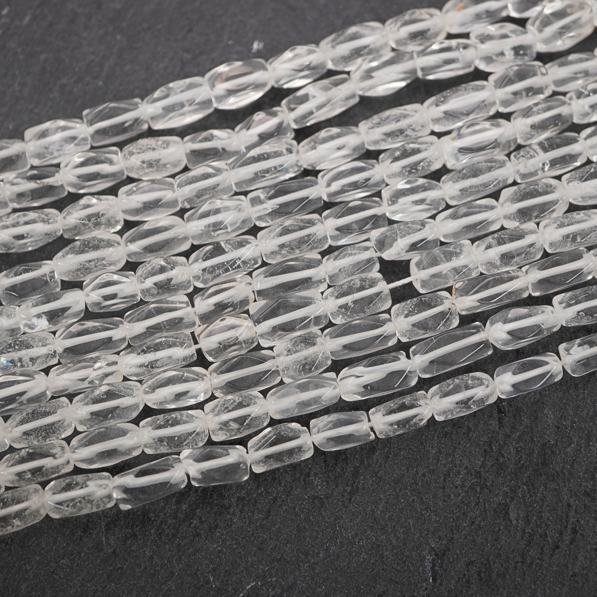 Crystal Quartz Faceted Rectangle Shape Gemstone Strand Beads